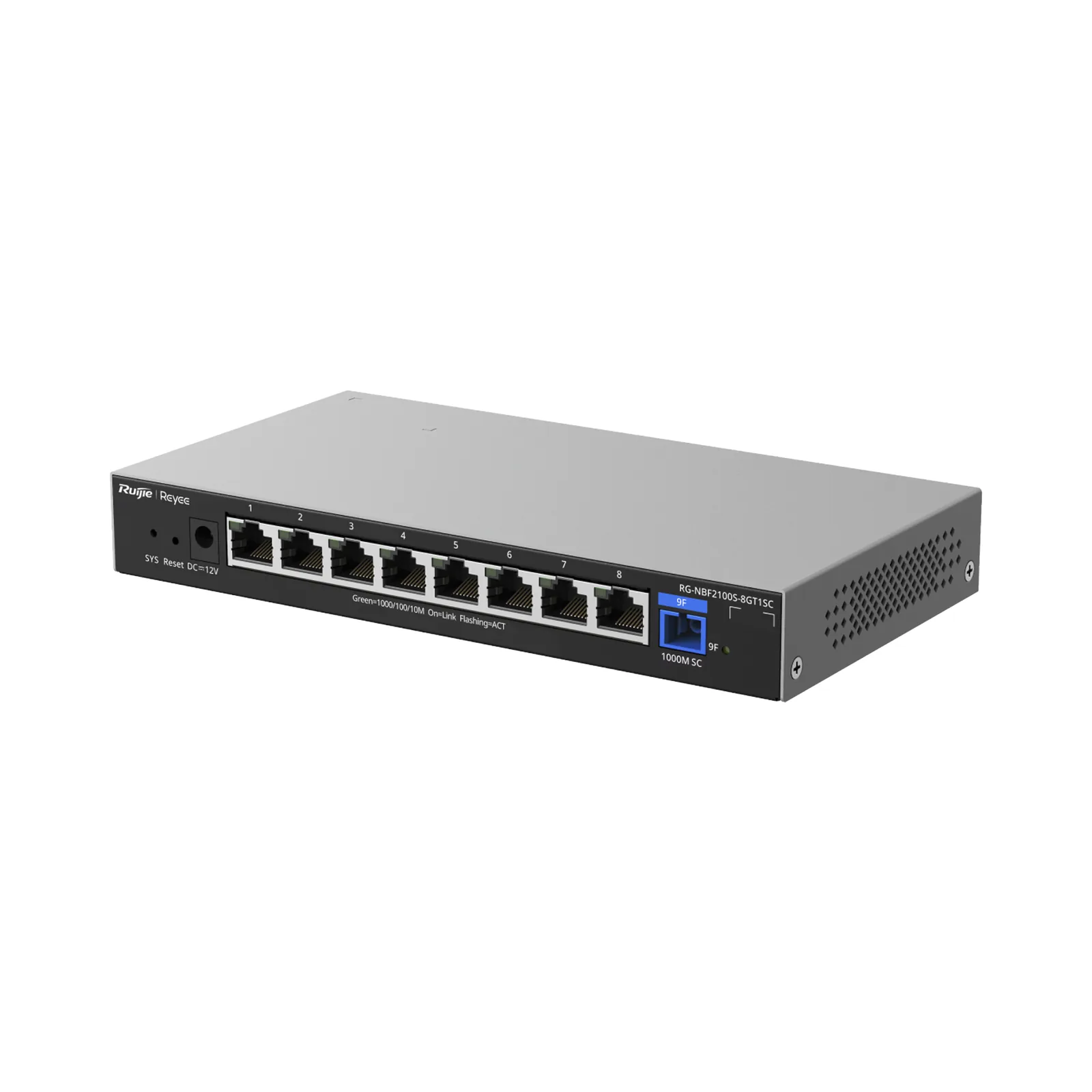 e-Lighten ONU / Switch Hibrido, Capa 2 con un Puerto PON 1G SC/UPC y 8 Puertos Ethernet 1G hasta 100 Clientes