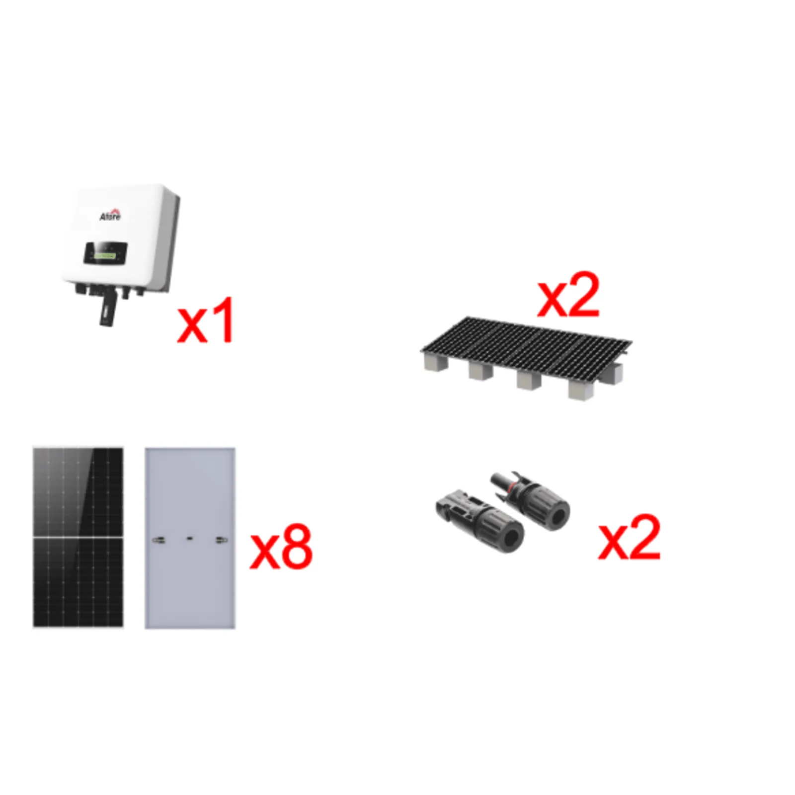 Kit Solar Interconexion 5kW 220Vca / Inversor AFORE / 8 Paneles de 645W / Montaje Incluido