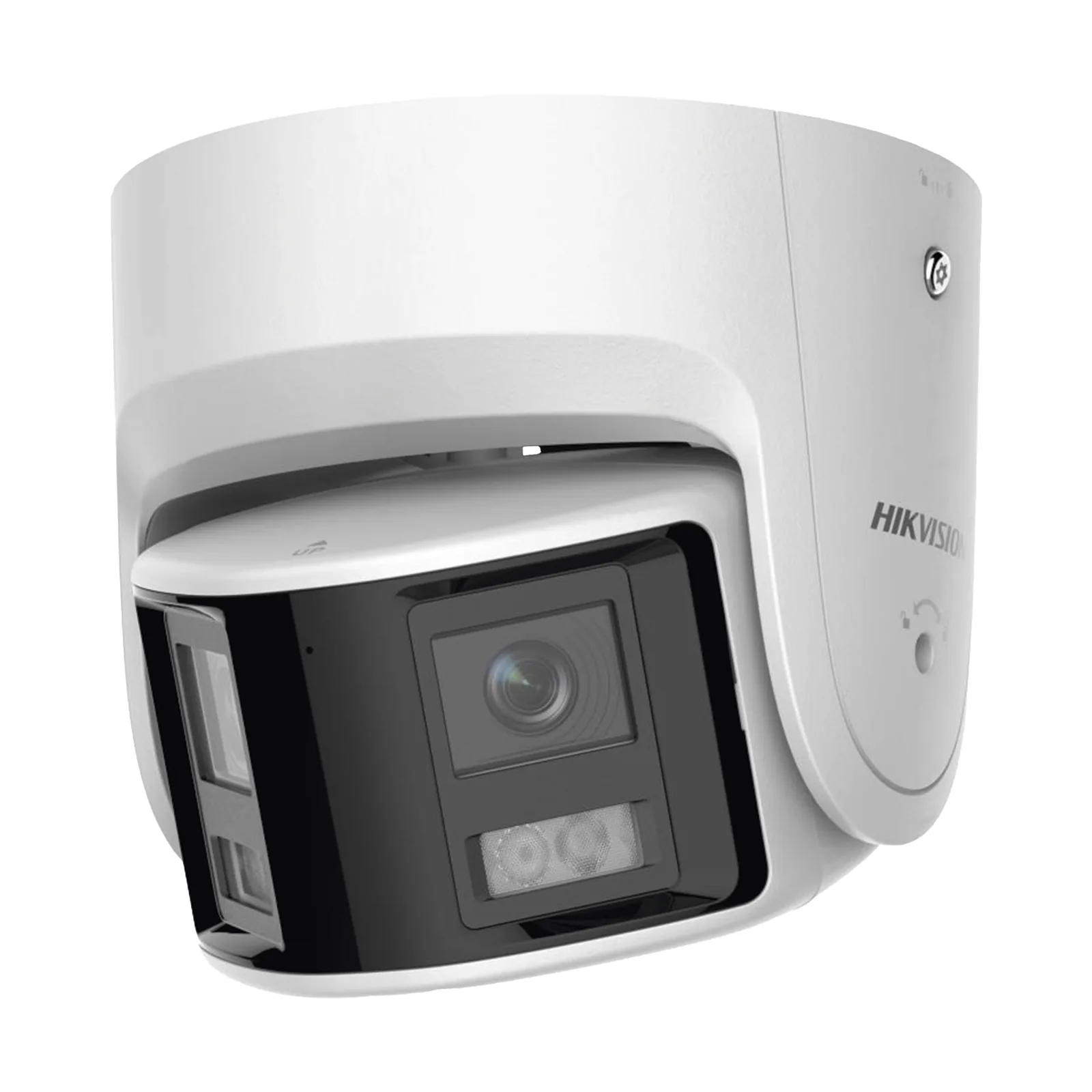 [FlexVu] [PROTECCIÓN ACTIVA] Turret IP 4 Megapixel / 2 Lentes de 2.8 mm (Imagen Panorámica 180°) / 30 mts IR / Exterior IP67 / Luz Intermitente y Alerta de Audio / Audio Bidireccional / ACUSENSE / WDR 120 dB / Micro SD