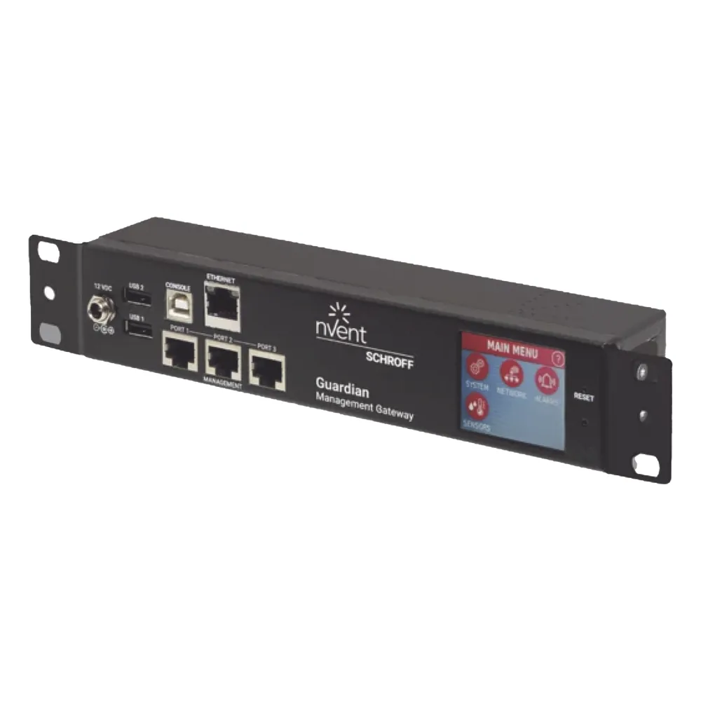 Gateway de Gestión y Monitoreo Ambiental para Centro de Datos GUARDIAN / 1U Compacto / 3 Puertos de Sensores / Pantalla LCD Táctil / SNMP, BACnet, Modbus/TCP
