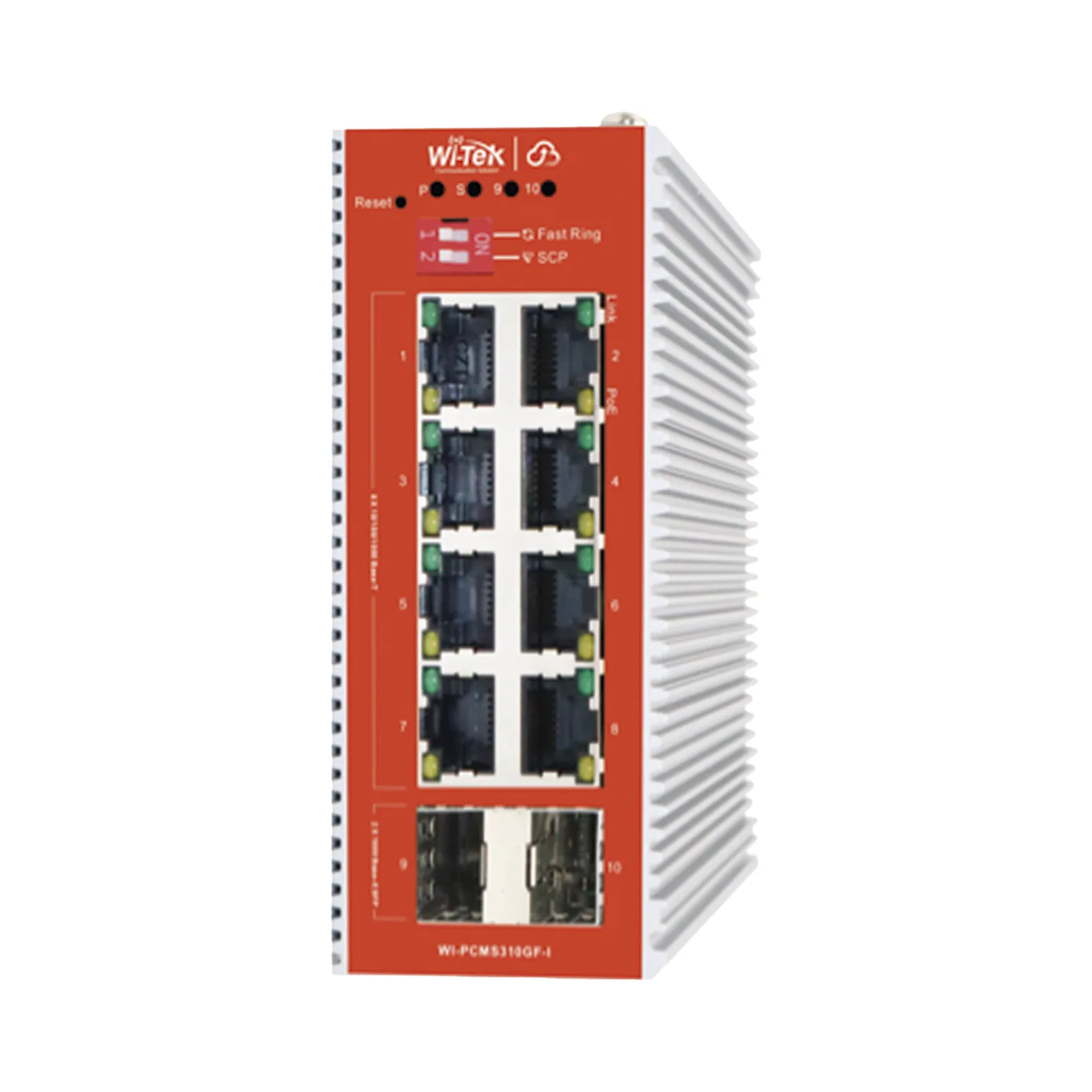 Switch L2+ PoE Industrial / Administración Cloud-Web-CLI / 8 Puertos PoE af/at 100/1000 Mbps / 2 Puertos SFP Gigabit / Presupuesto PoE 120 W / Protocolo ERPS (redundancia enlaces)