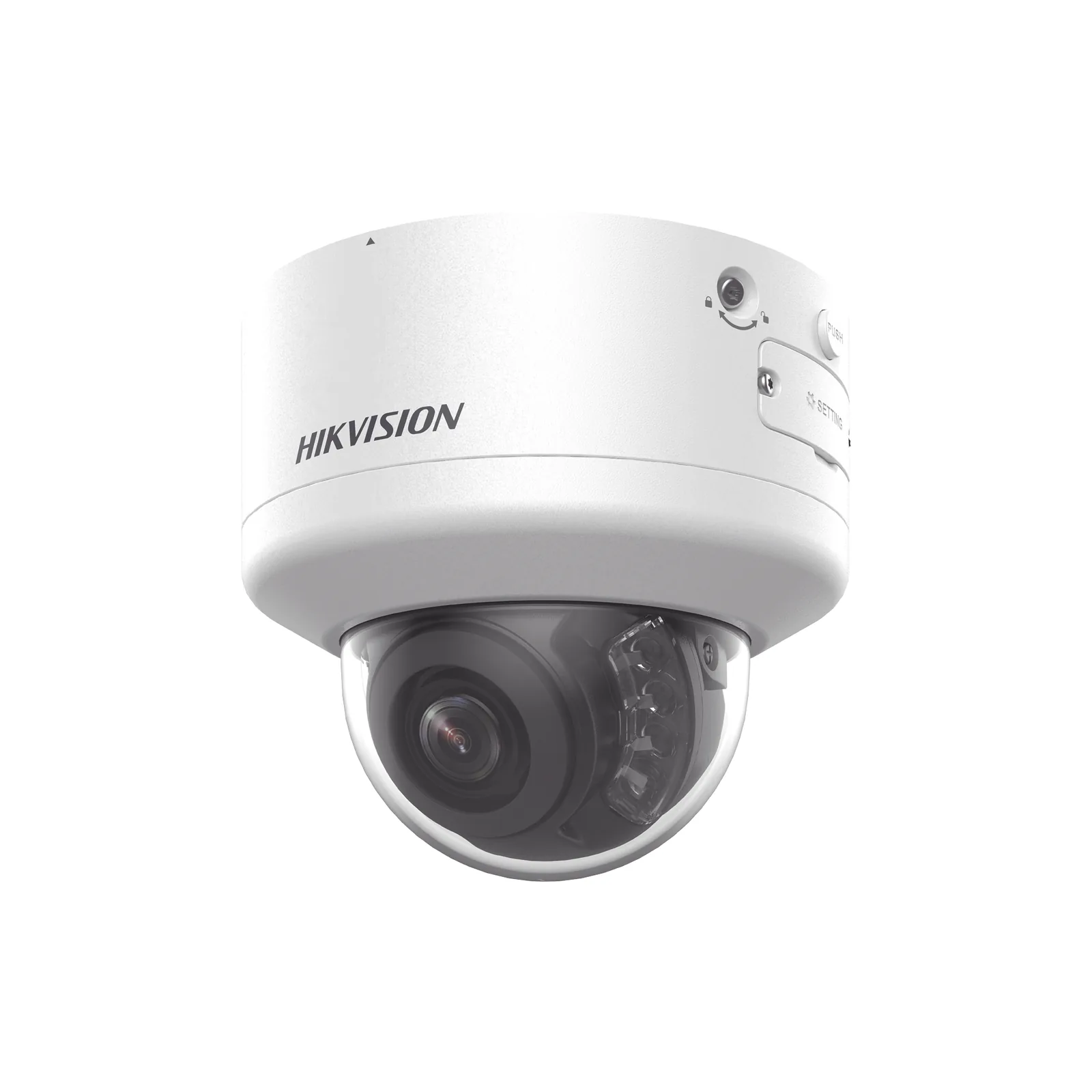 Domo IP 8 Megapixel (4K) / Lente Mot. 2.7 a 13.5 mm / 40 mts IR EXIR / Exterior IP66 / IK10 / DARKFIGHTER / Audio y Alarma I/O / PoE+ / ONVIF / Micro SD / 4 Analíticos: AcuSense, Deteccion Facial, Conteo de Personas por Cruce y Zona