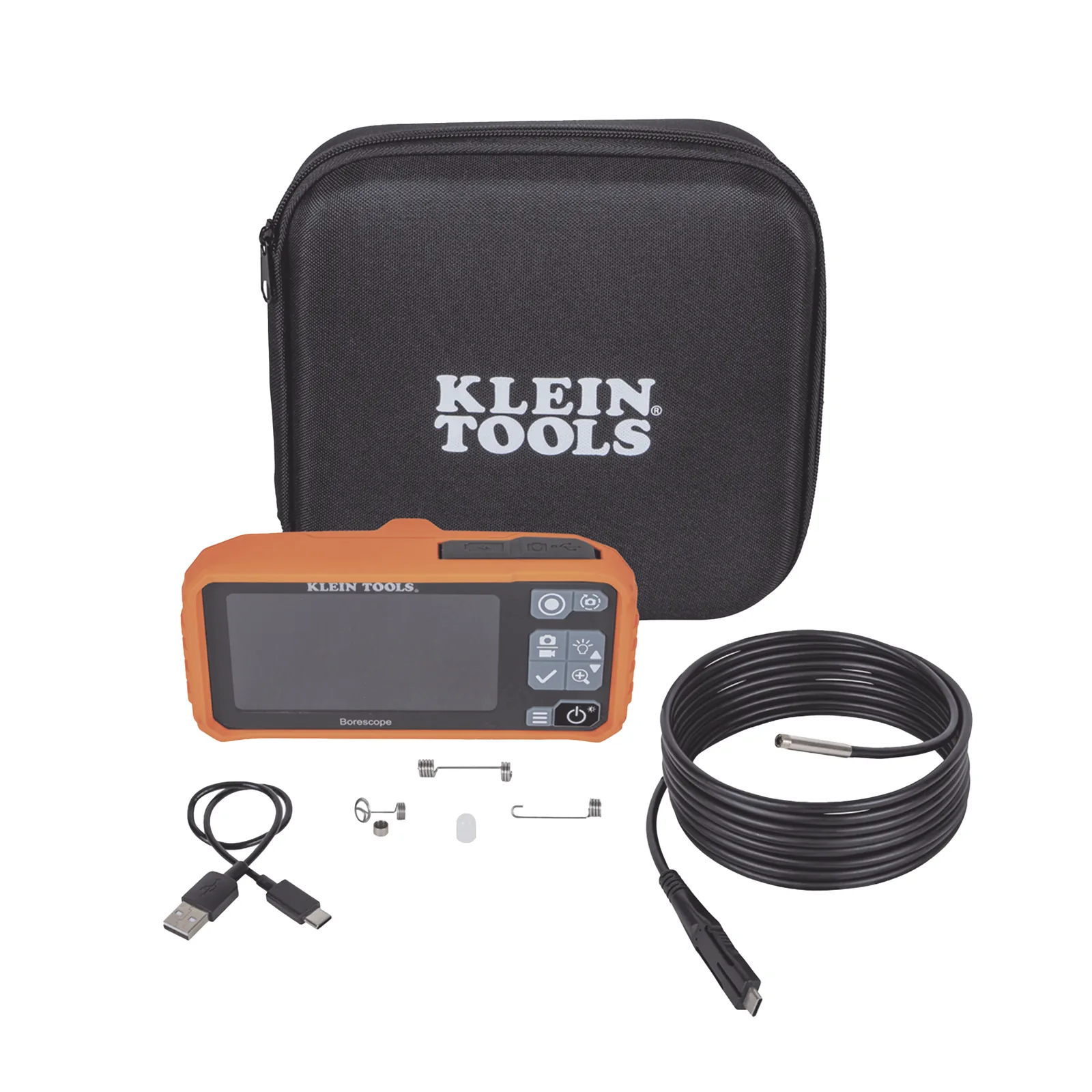 Cámara Boroscopio de Inspección 5.5mm 720p USB-C, LCD 4.3" Color, Cuello de Cisne Nylon de 10' (3m) con Imán, Espejo, 6 LED´s. Batería Io-Li Recargable. Ideal en Electricidad, HVAC, Plomería y Aviación