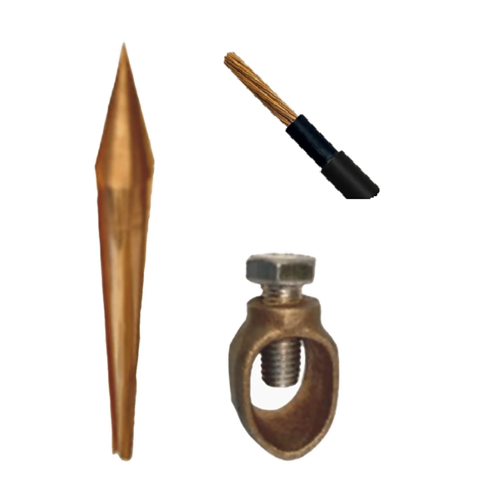 Kit Básico para Tierra Física con Varilla de 5/8" de 1.5 m de Largo, Opresor y 10 Metros de Cable Negro 6 Awg.