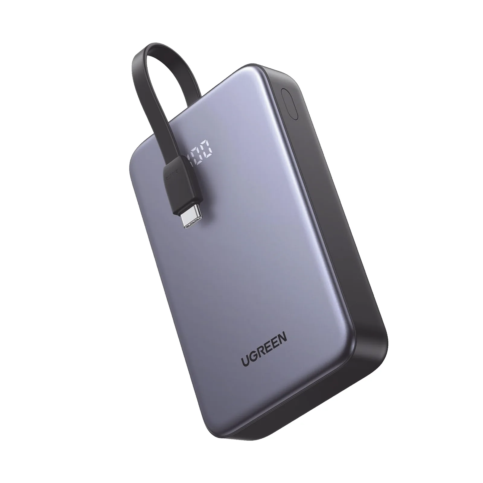 Power Bank Portatil | 20000mAh (74Wh) | 30W | Con Cable USB-C Incorporado | 2 Salidas 22,5W | Pantalla Inteligente | Multiple Proteccion | Aprobado por Aerolíneas | Color Grey.