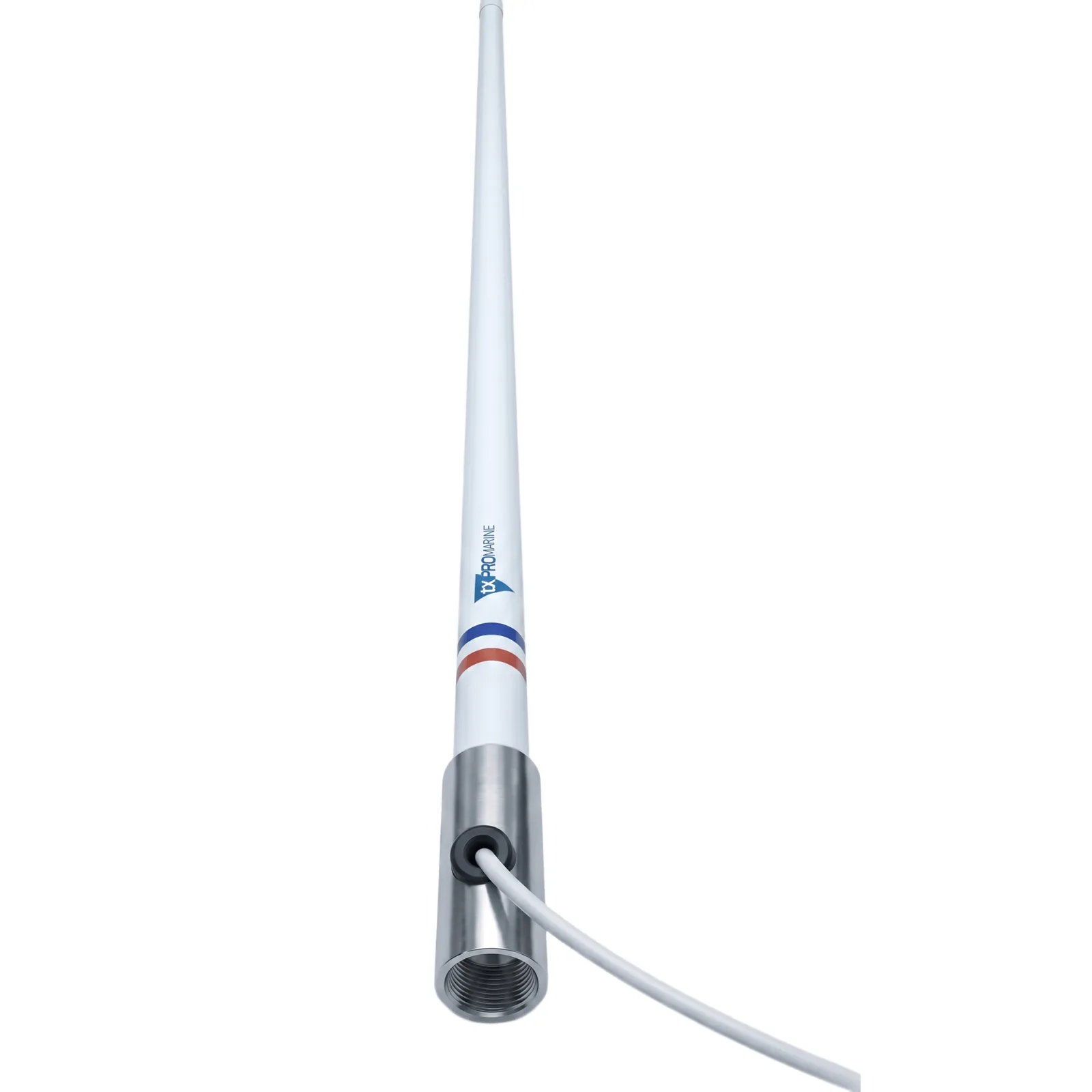 Antena Marina VHF / Fibra de Vidrio / Base Acero Inoxidable / 156-163 MHz / 6 dBi / Cable 10 m (32.8 ft) / PL-259 / Exterior