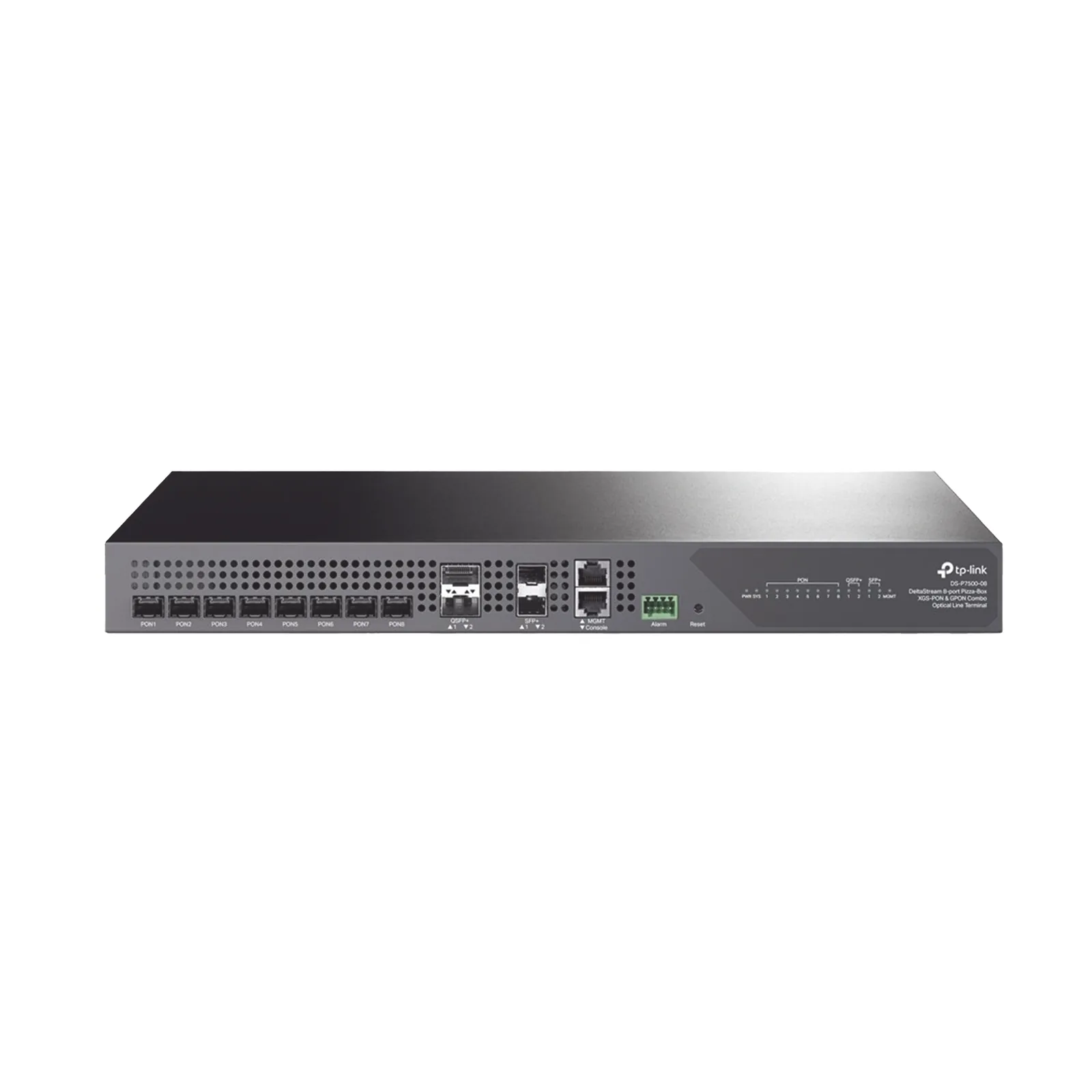 Deltra Stream - OLT de 8 Puertos XGSPON & GPON Combo / Conexión Hasta 2,048 ONUs / 2 Puerto 40G QSFP+ Uplink / 2 Puertos SFP+ 10G Uplink / Fuentes Redundantes AC-AC (incluidas) / Administración desde la Nube Sin Costo (DPMS)