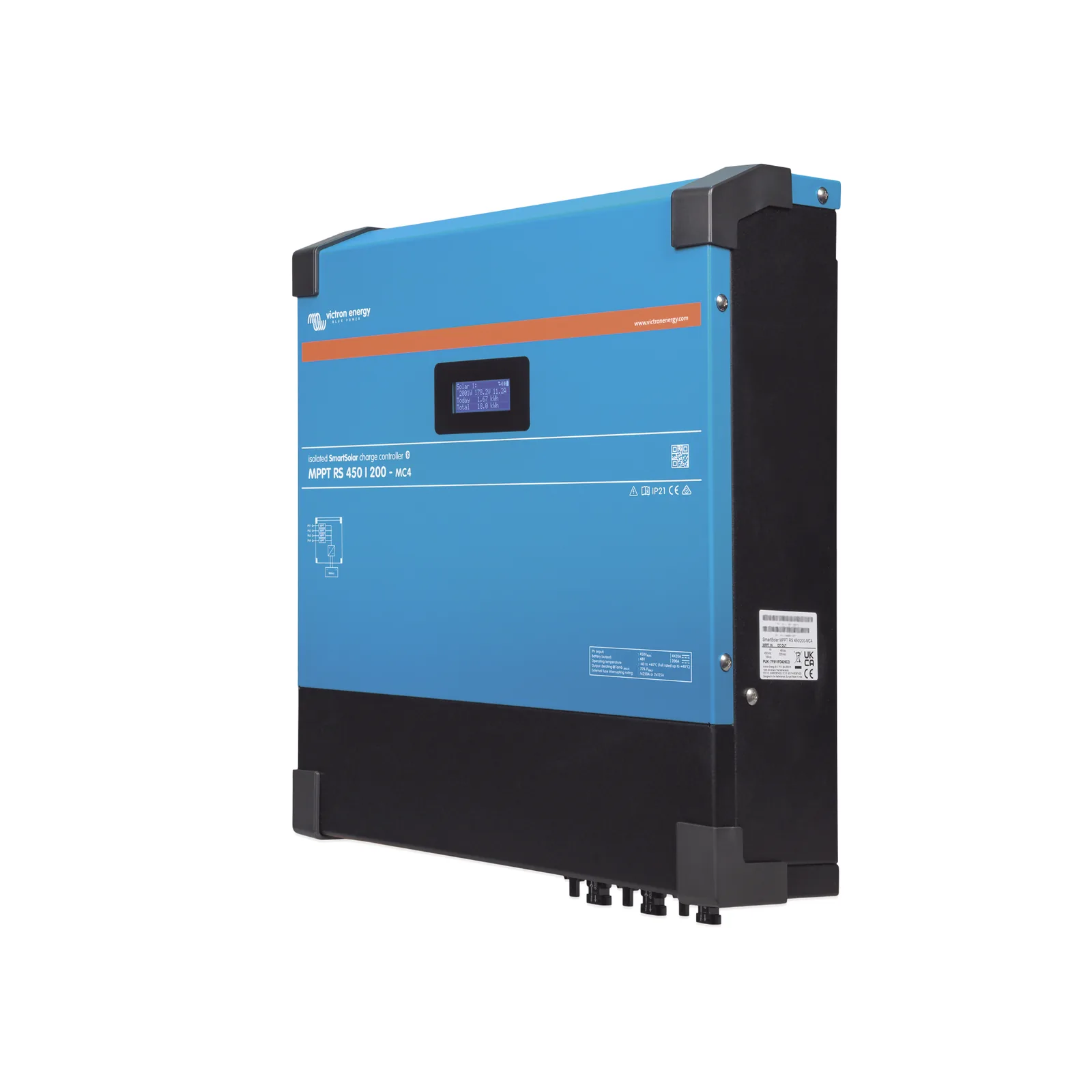 SmartSolar MPPT RS 450/100-MC4. Controlador Solar MPPT 100A, Voltaje: 48 Vcc. Para uso con Inv. Cargadores Victron