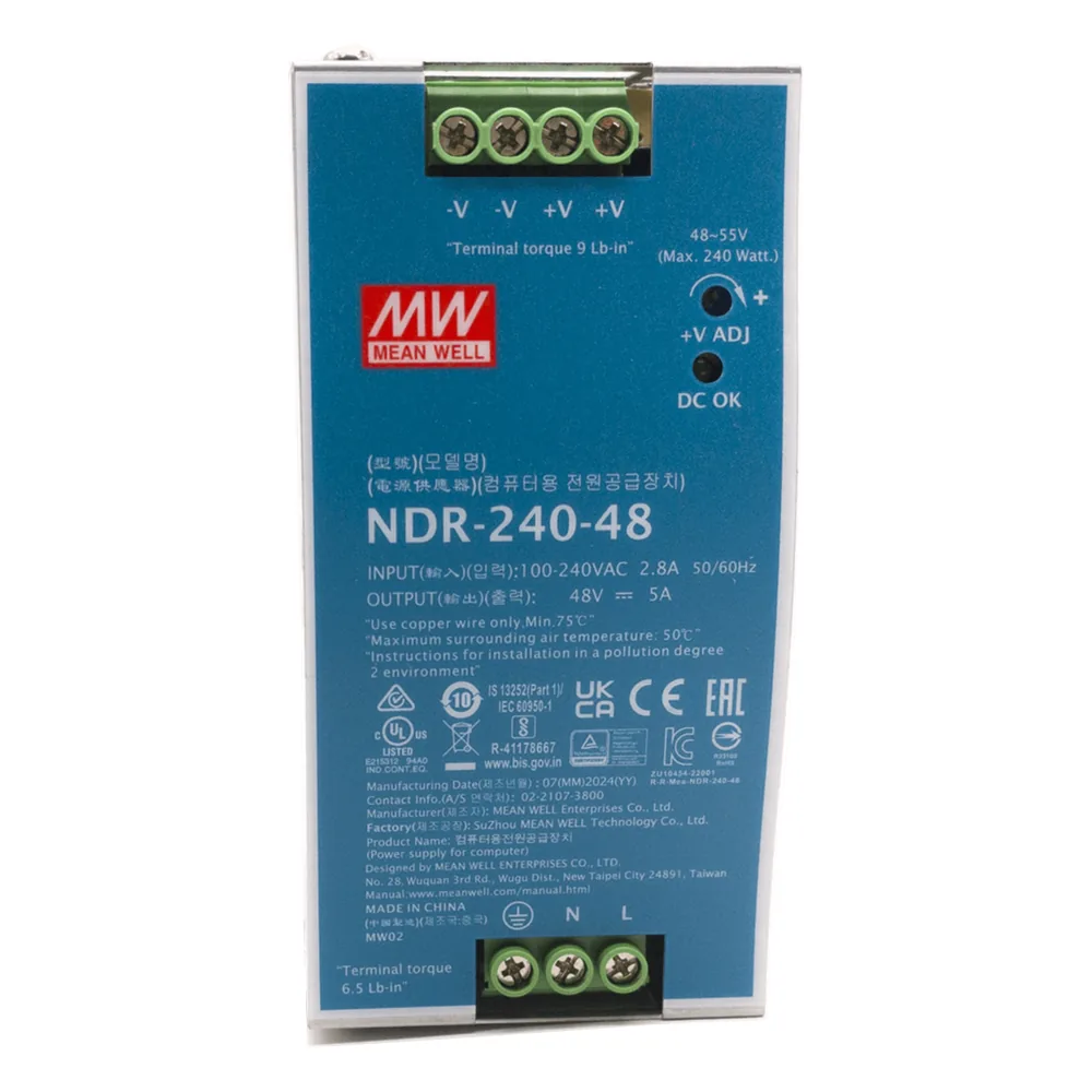 Fuente de Poder Industrial / 240 Watts / Salida 48 VCD / 5 Amp / Montaje Riel Din