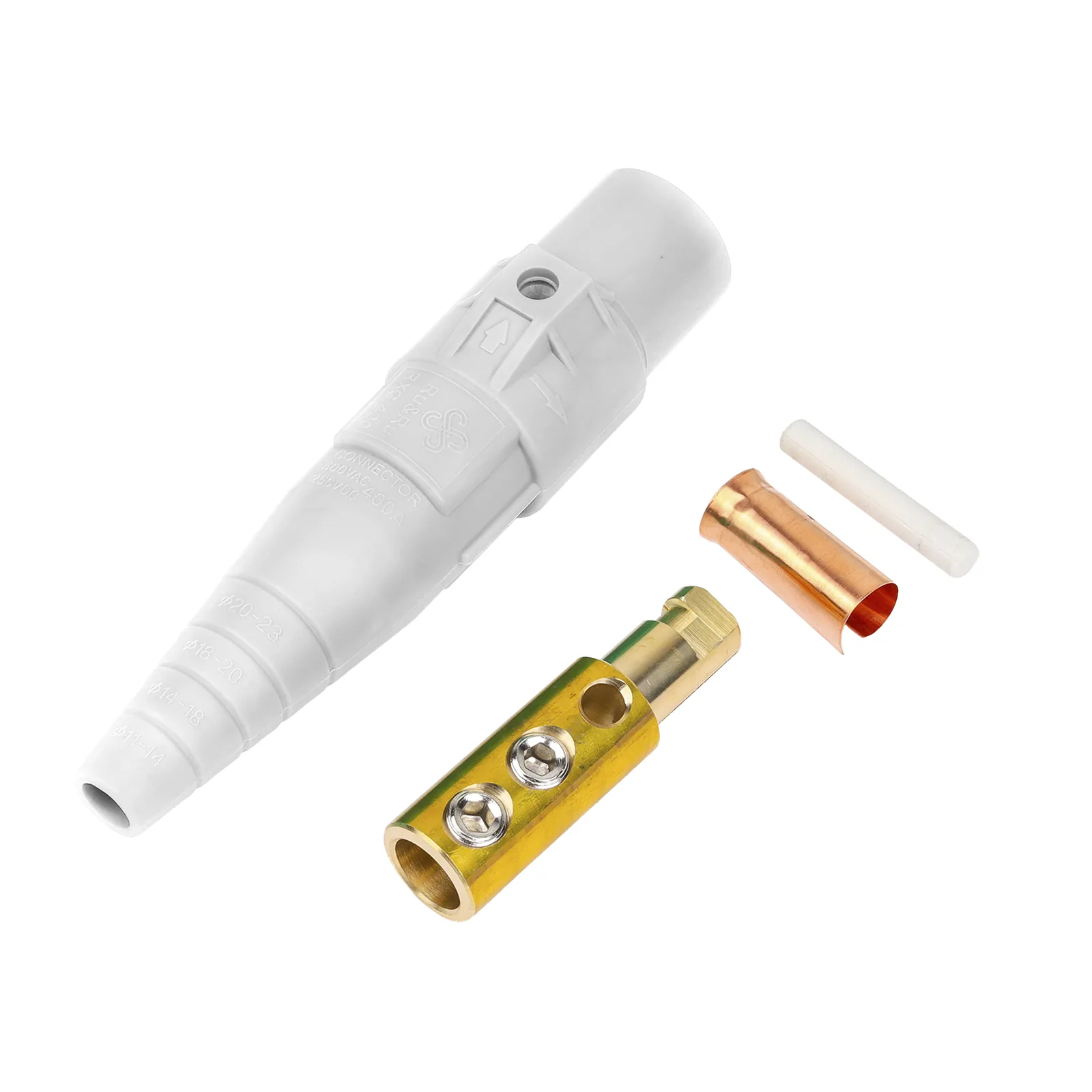 Conector Macho Camlock / 400 Amperes / 600V AC / Sección Cable 50-95 mm² / Abrazadera Compresión / Plástico Ingeniería / Múltiples Colores