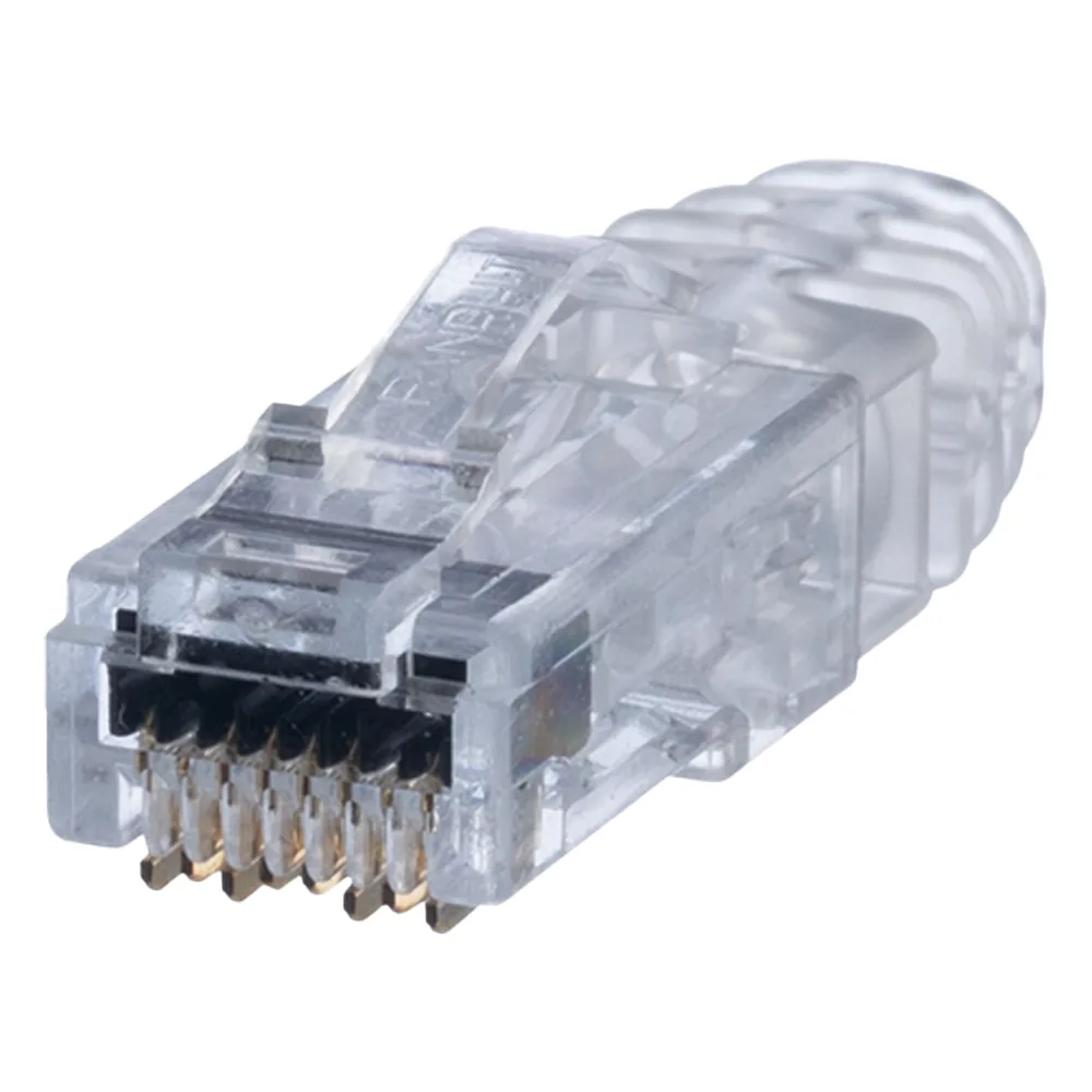 Plug RJ45 Cat6 de 3 Piezas, Para Cable UTP de Calibre 23-24 AWG, Chapado en Oro de 50 micras, Paquete de 100 Piezas