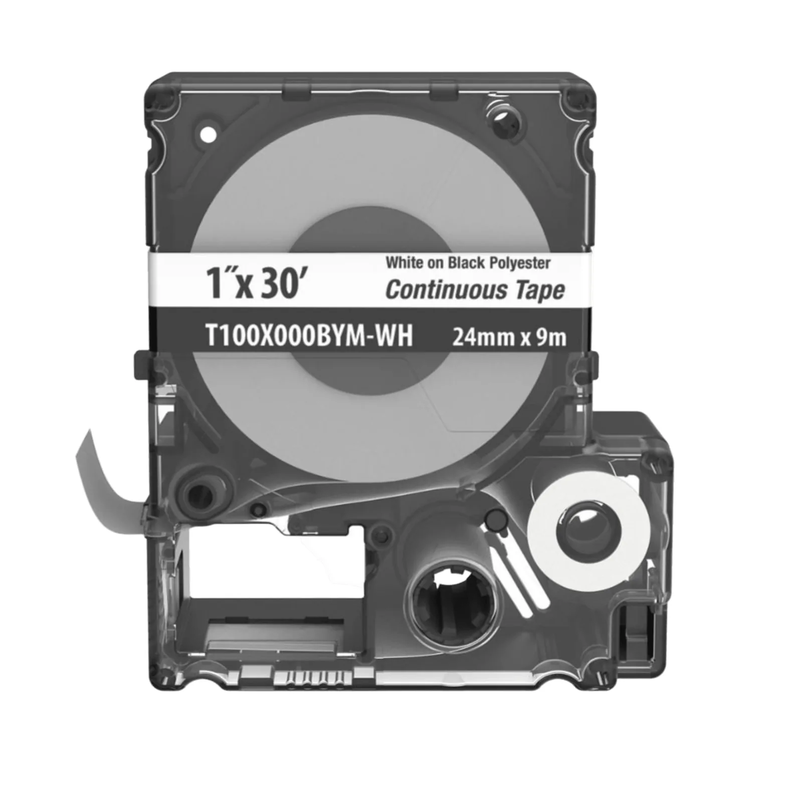 Casete MP, Cinta Continua, Pol., 1 W x 30 L, Blanco/Negro