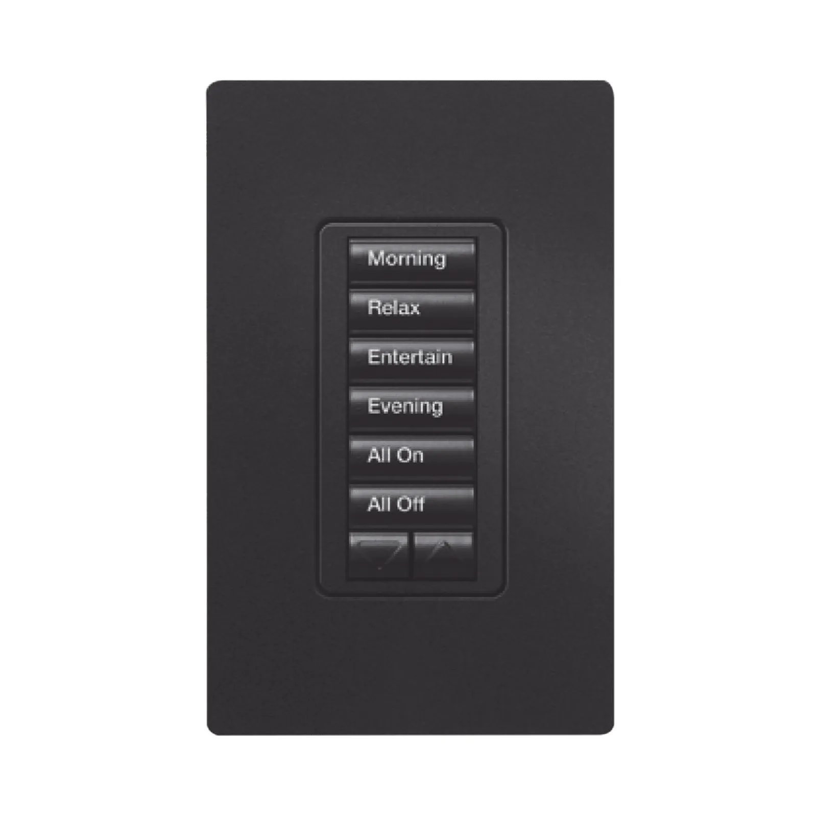 Teclado híbrido de pared 6 botones con atenuador de neutro integrado, para RadioRA 2, acabado Midnight