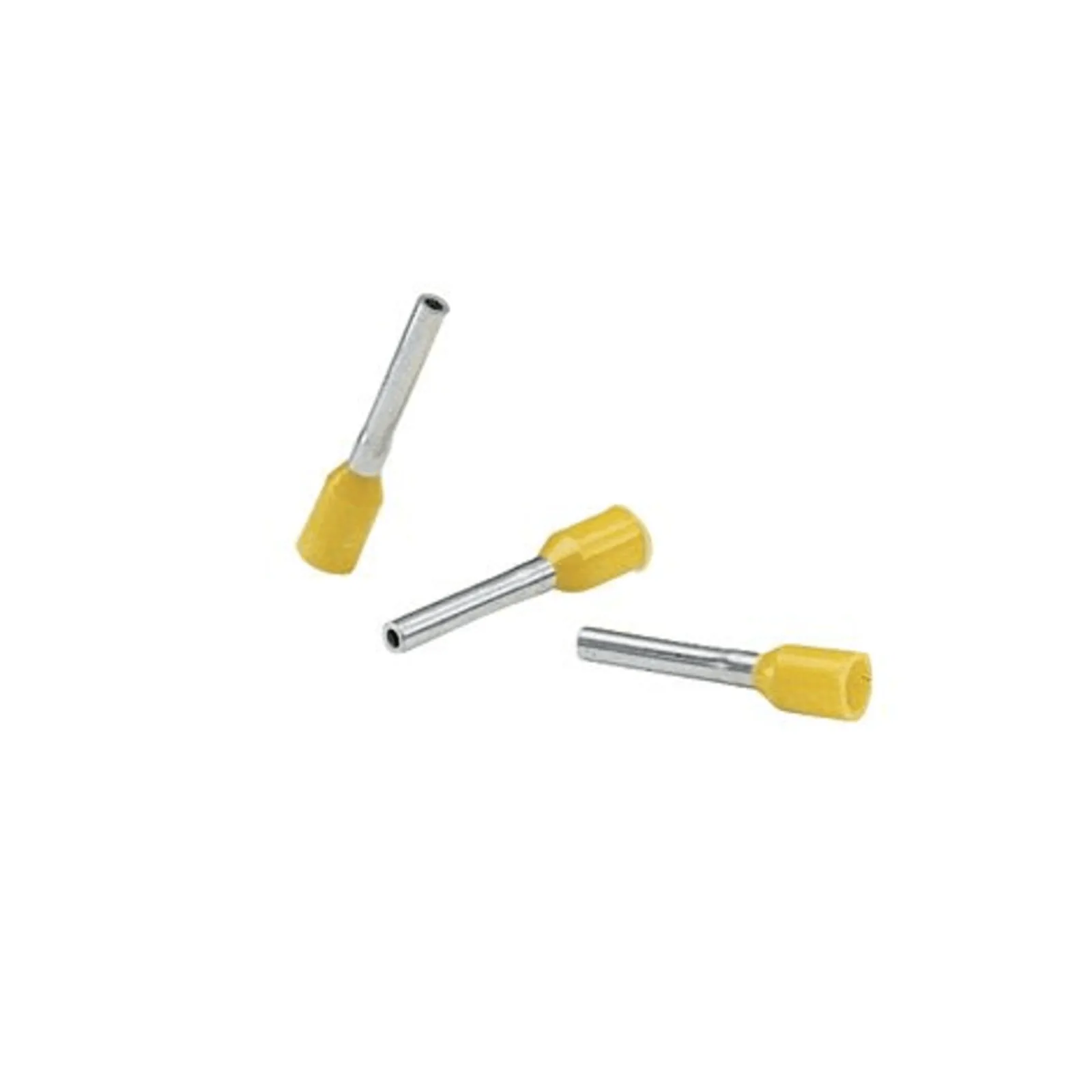 Ferrule Aislado PAN-TERM para Cable 18 AWG, Largo 12mm, DIN Color Amarillo. Paquete 500 Piezas