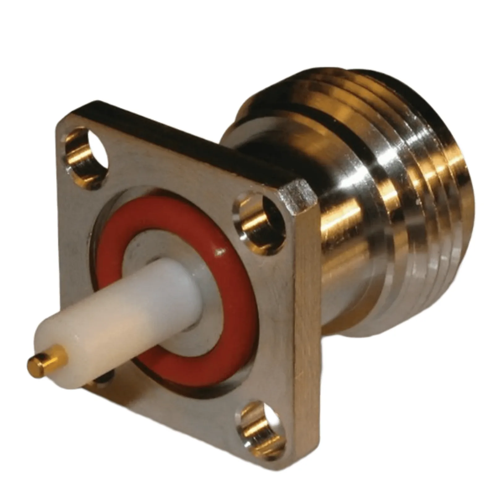 Conector N Hembra, montaje con 4 perforaciones a 18 mm