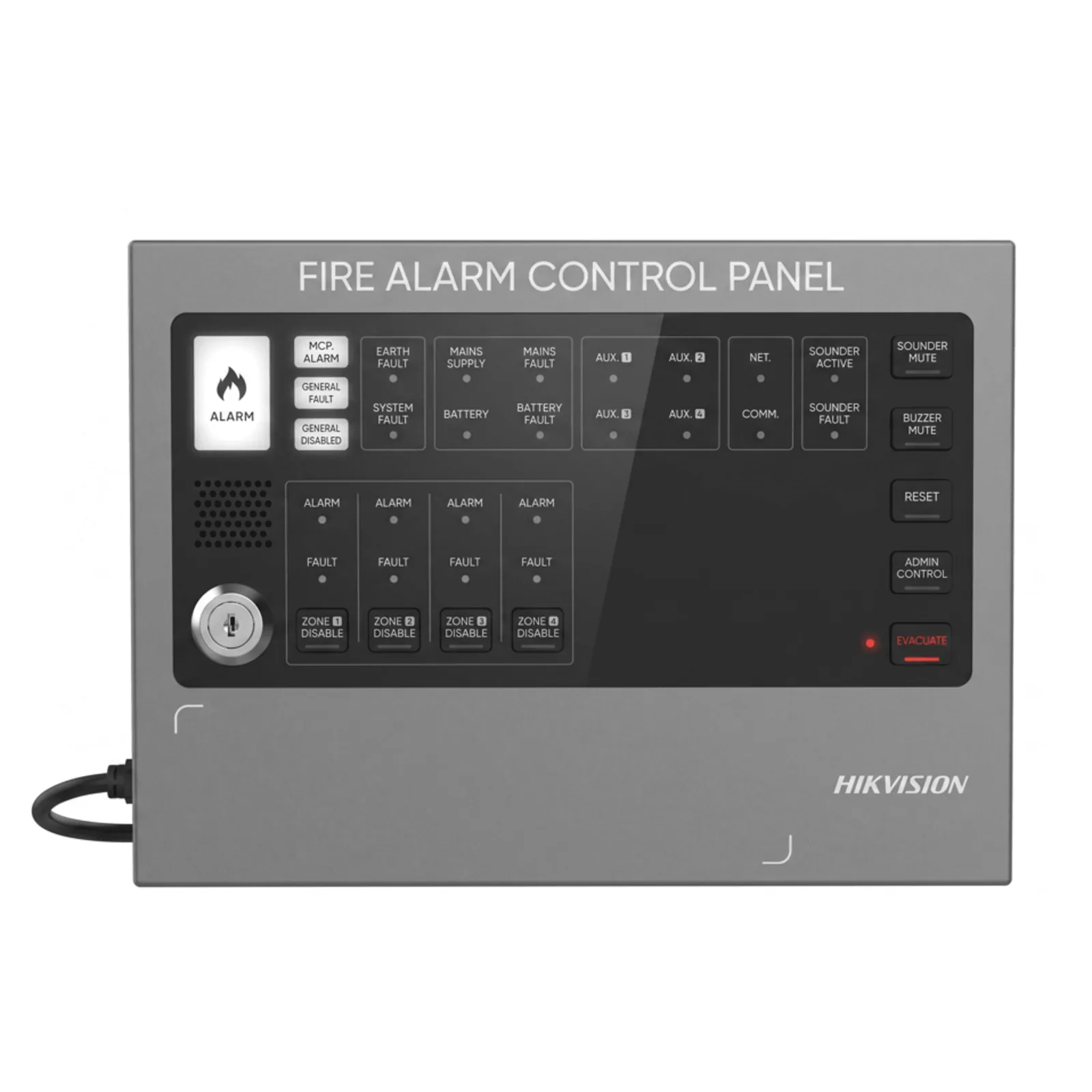 Panel de Alarma Contra Incendios Convencional / 4 Zonas / 128 Dispositivos / Buzzer 85 dB / Respaldo de Batería