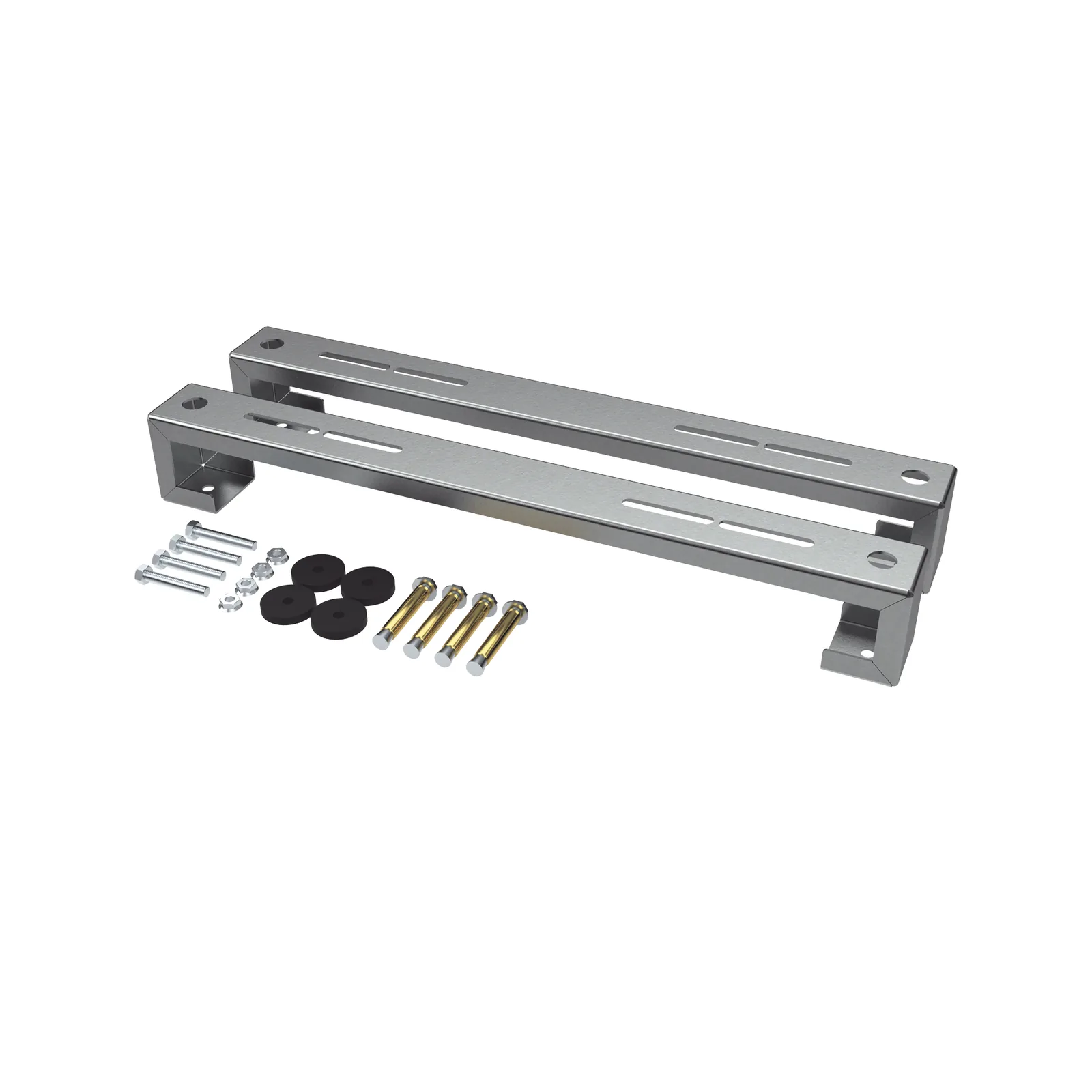 Base para minisplit para piso universal ajustable para capacidades de 1 a 3 toneladas con pernos deslizables y amortiguación