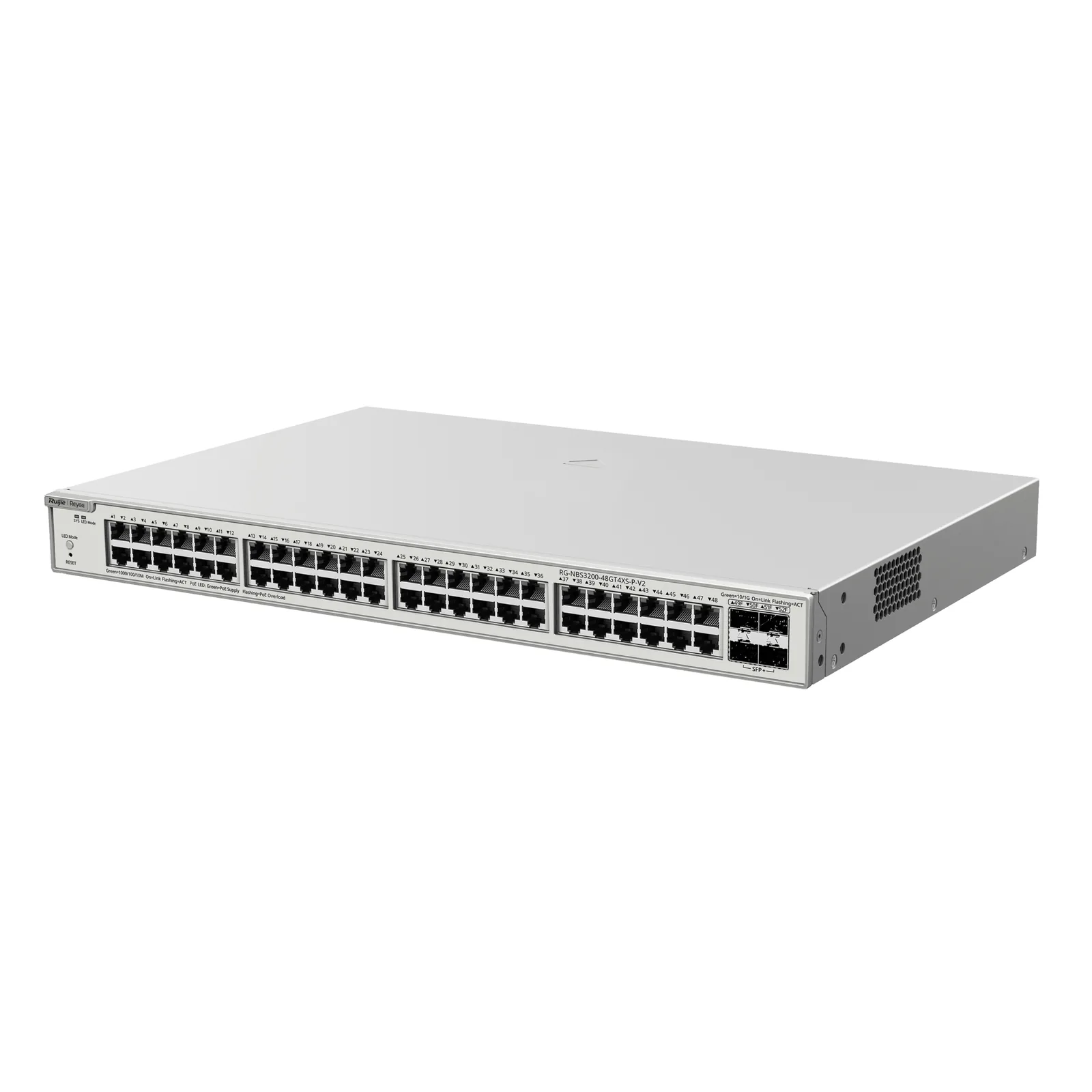 Switch Administrable PoE Capa 2+ Plus, con 48 puertos Gigabit PoE 802.3af/at + 4 SFP+ para fibra 10Gb, gestión gratuita desde la nube, 370w
