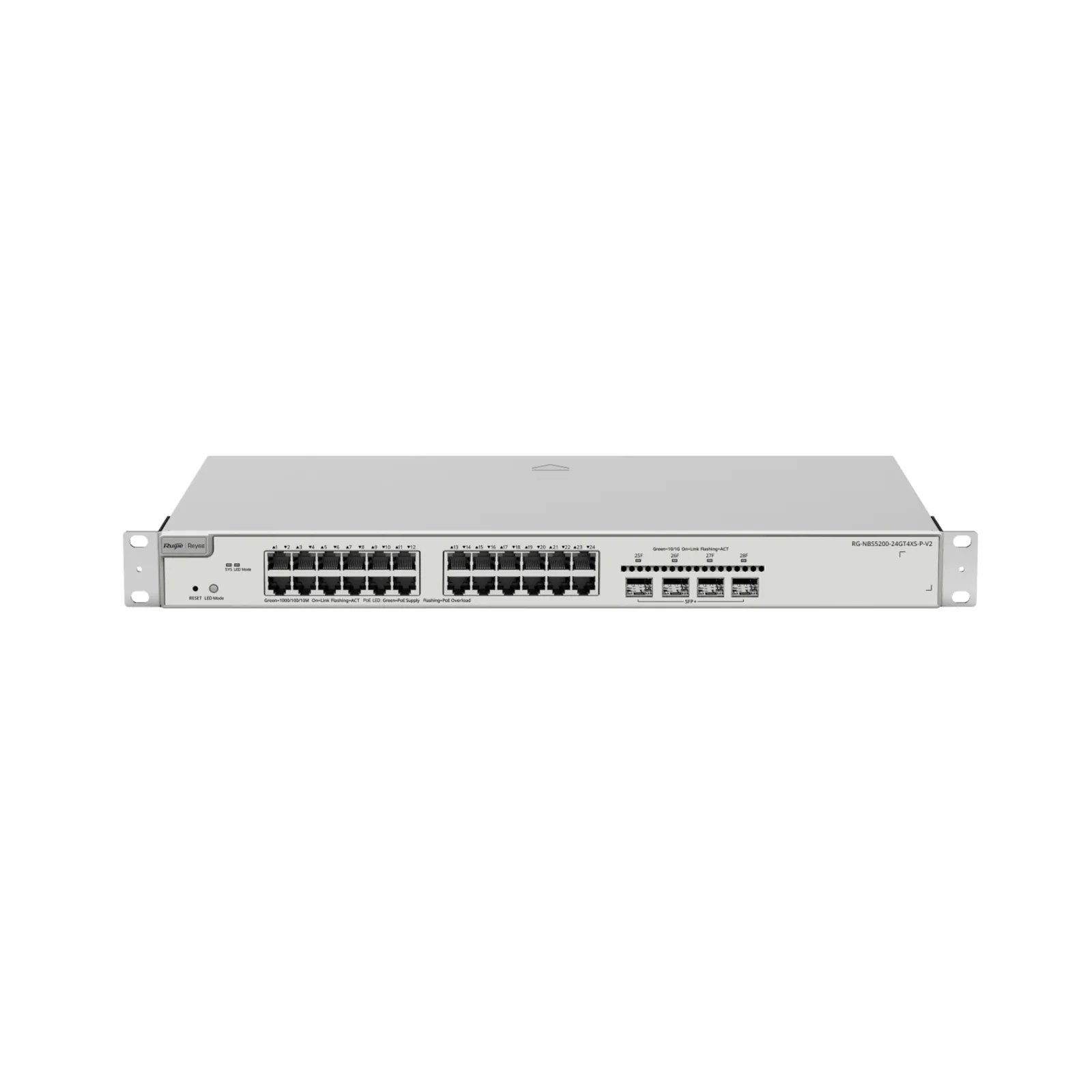 Switch Administrable Capa 3 con 24 puertos Gigabit PoE 802.3af/at + 4 SFP+ para fibra 10Gb, gestión gratuita desde la nube, 370w