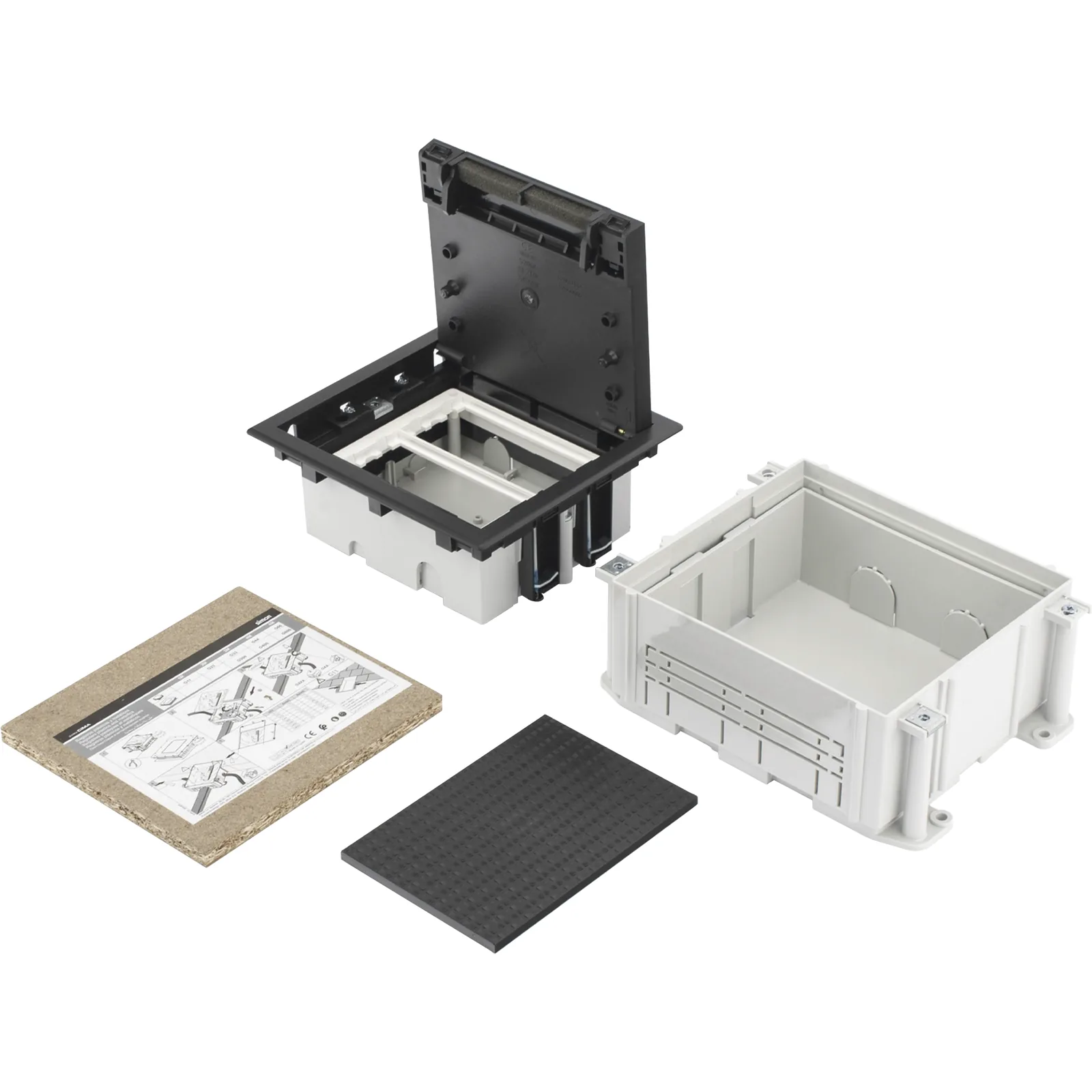Caja de Suelo Simon Serie S / Para Voz, Datos o Contactos Eléctricos / Capacidad para 2 Módulos / Con Registro Integrado para Fijación en Concreto / Profundidad Ajustable de 70 a 100 mm (2.76 a 3.94 pulgadas) / Alta Resistencia Mecánica y Térmica