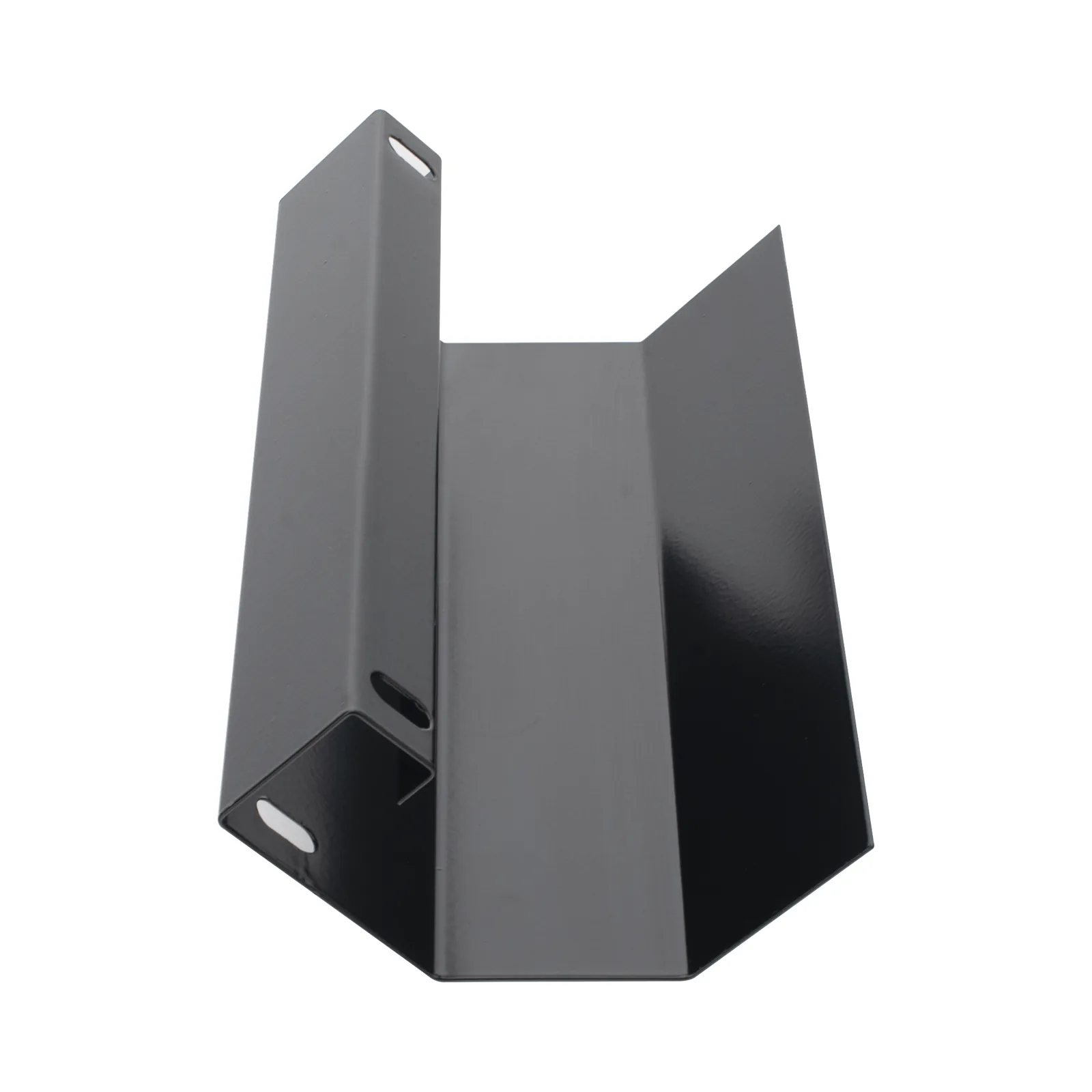 Bajada de Cable para Escalera Tubular de 1.5" de Peralte y 12" de Ancho, Acabado con Pintura Epóxica Color Negro, Ideal para Guiar y Proteger el Cableado en la Salida de la Escalera Tubular