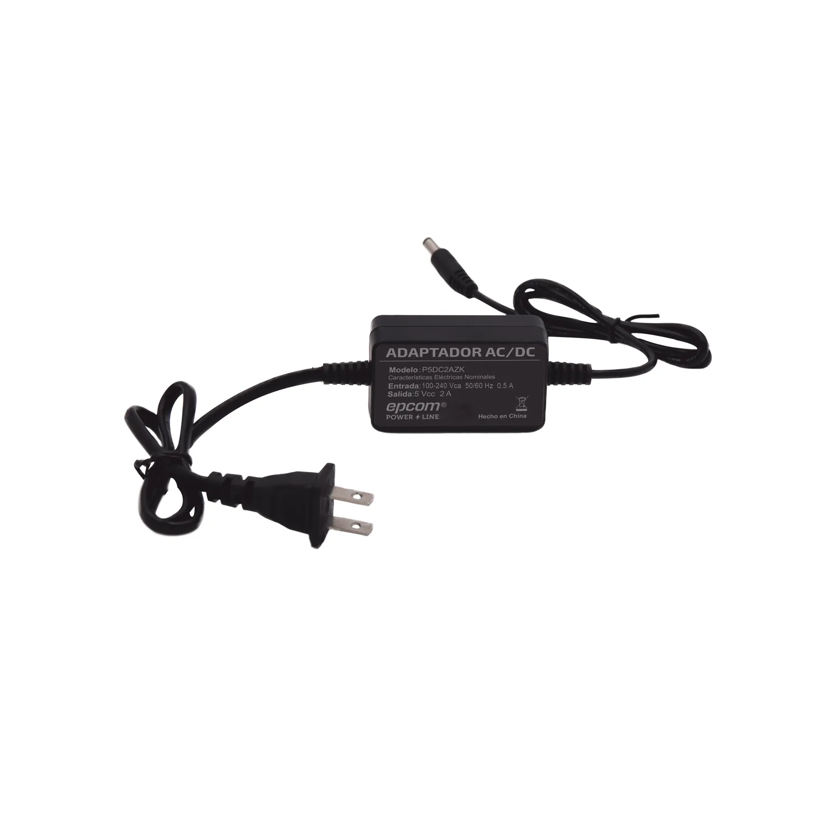 Adaptador 5 Vcc / 2A / UL / Voltaje de Entrada de 100-240 Vca / Para uso, solo en lectores biométricos de 5 Vcc de la marca ZK