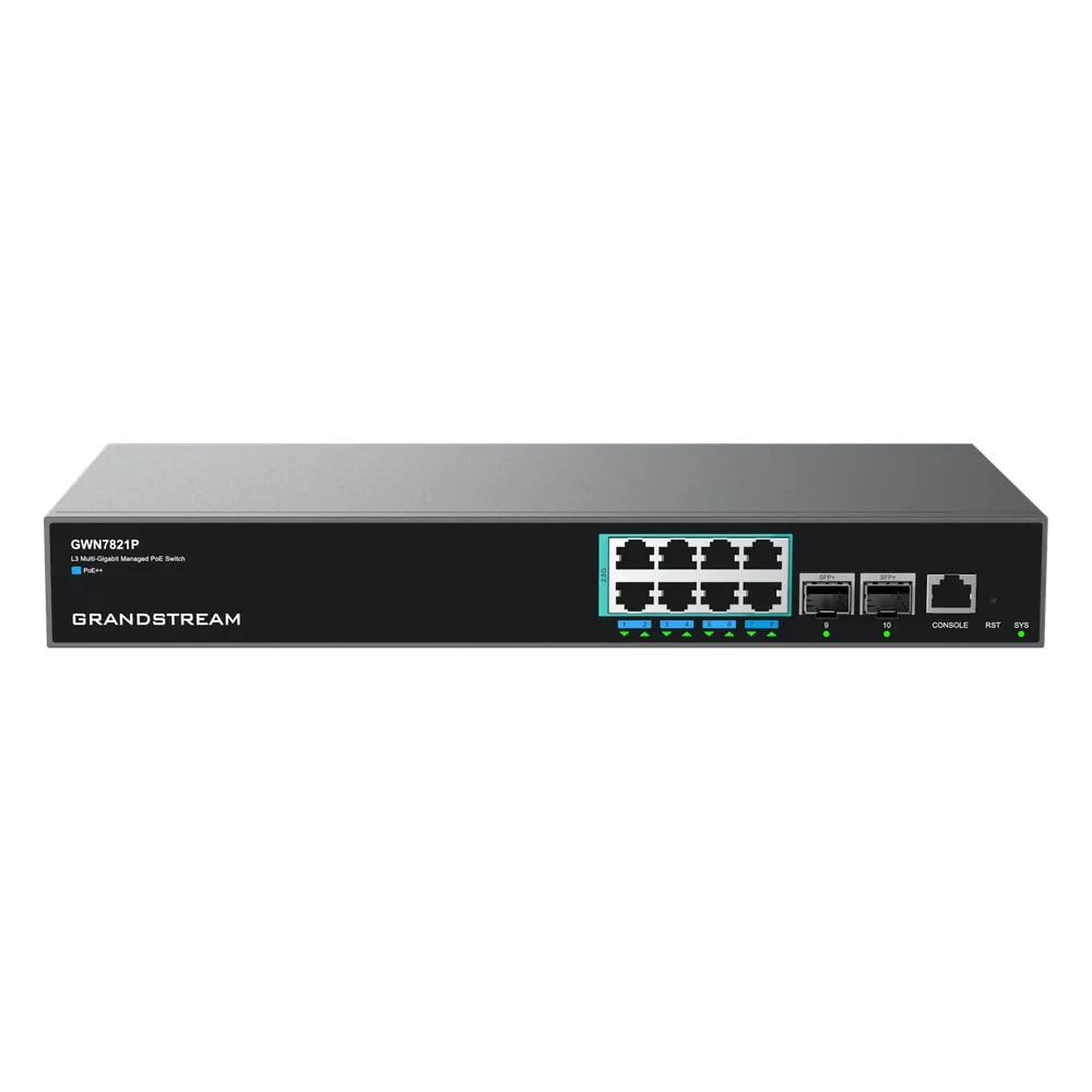 Switch PoE Multigigabit Capa 3 / 8 Puertos Ethernet 2.5 G / 2 Puertos SFP+ / PoE++ Dinámico / IPv6 e IPv4 / VLAN Avanzada / QoS / Stacking hasta 4 Dispositivos / Administración Local y en la Nube
