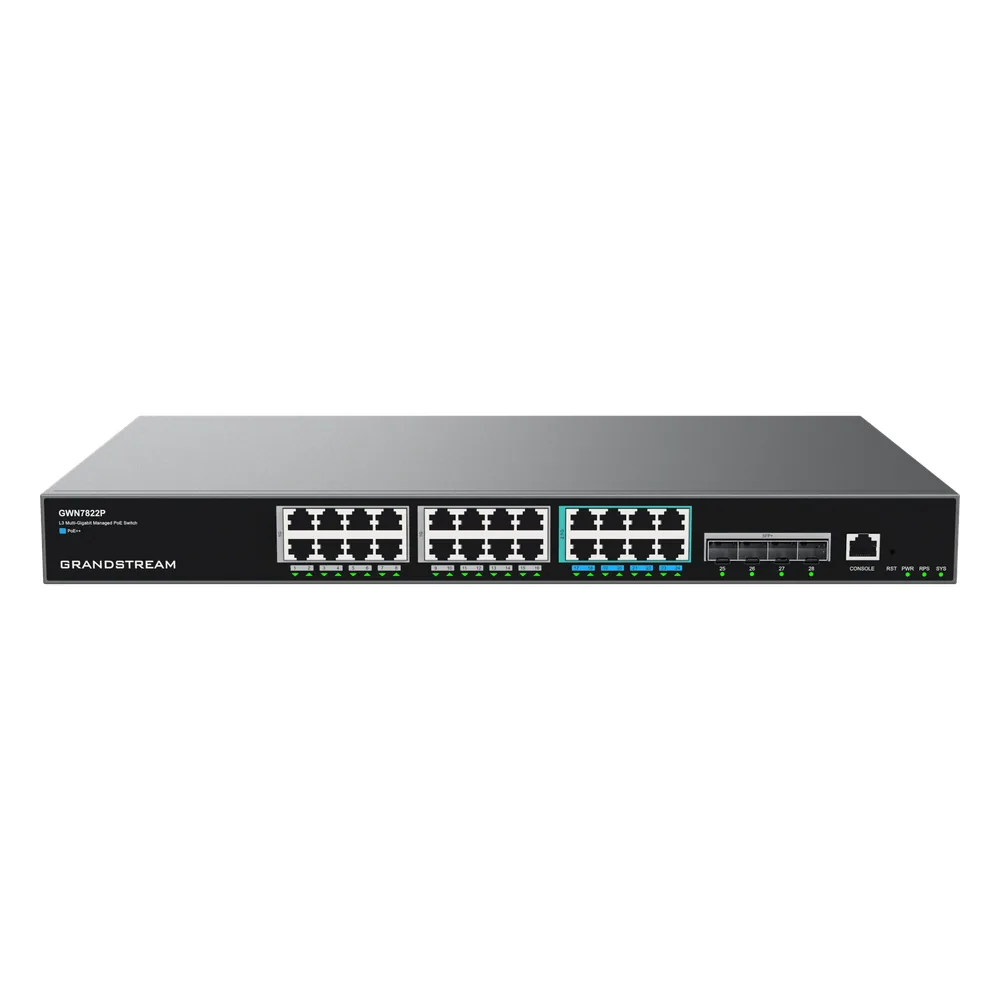Switch PoE Multigigabit Capa 3 / 24 Puertos Ethernet PoE (16x 1G, 8x 2.5G)/ 4 Puertos SFP+ / PoE++ Dinámico / IPv6 e IPv4 / VLAN Avanzada / QoS / Stacking hasta 4 Dispositivos / Administración Web y CLI
