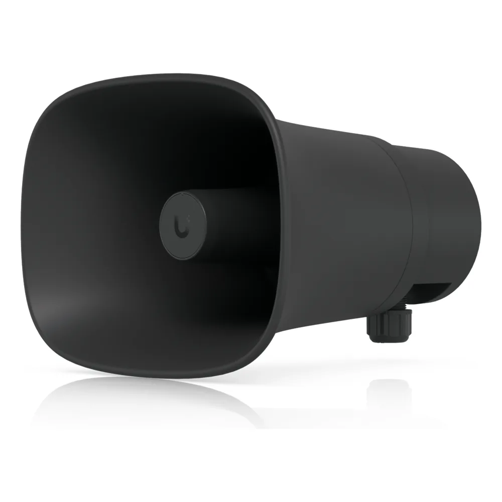 UniFi Protect AI Horn Speaker, Altavoz IP 120 dB, PoE+, Alerta AI Avanzada, Montaje Pared, Esquina y Poste, IP66, Color Negro
