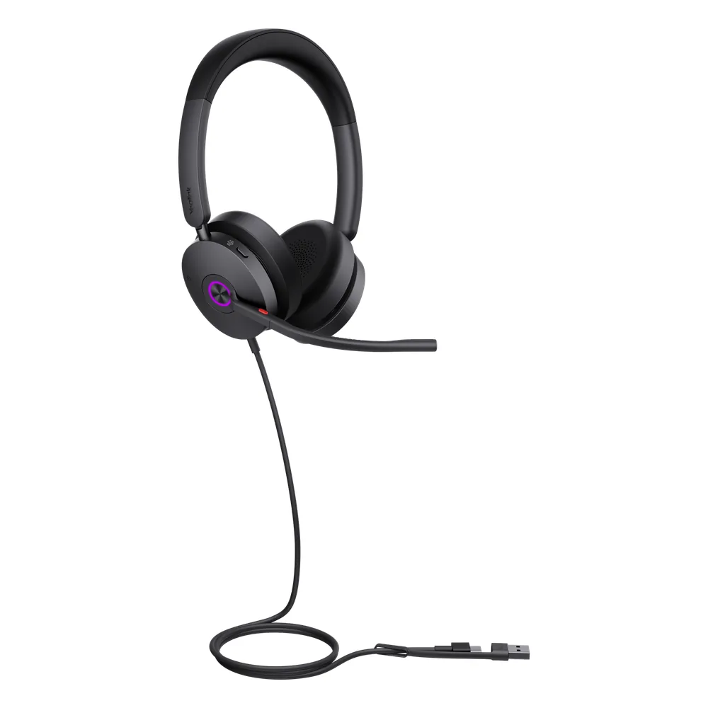 Auriculares Yealink UH48 Dual con cancelación de ruido activa por IA para Microsoft Teams, USB-C/A e indicador de ocupado