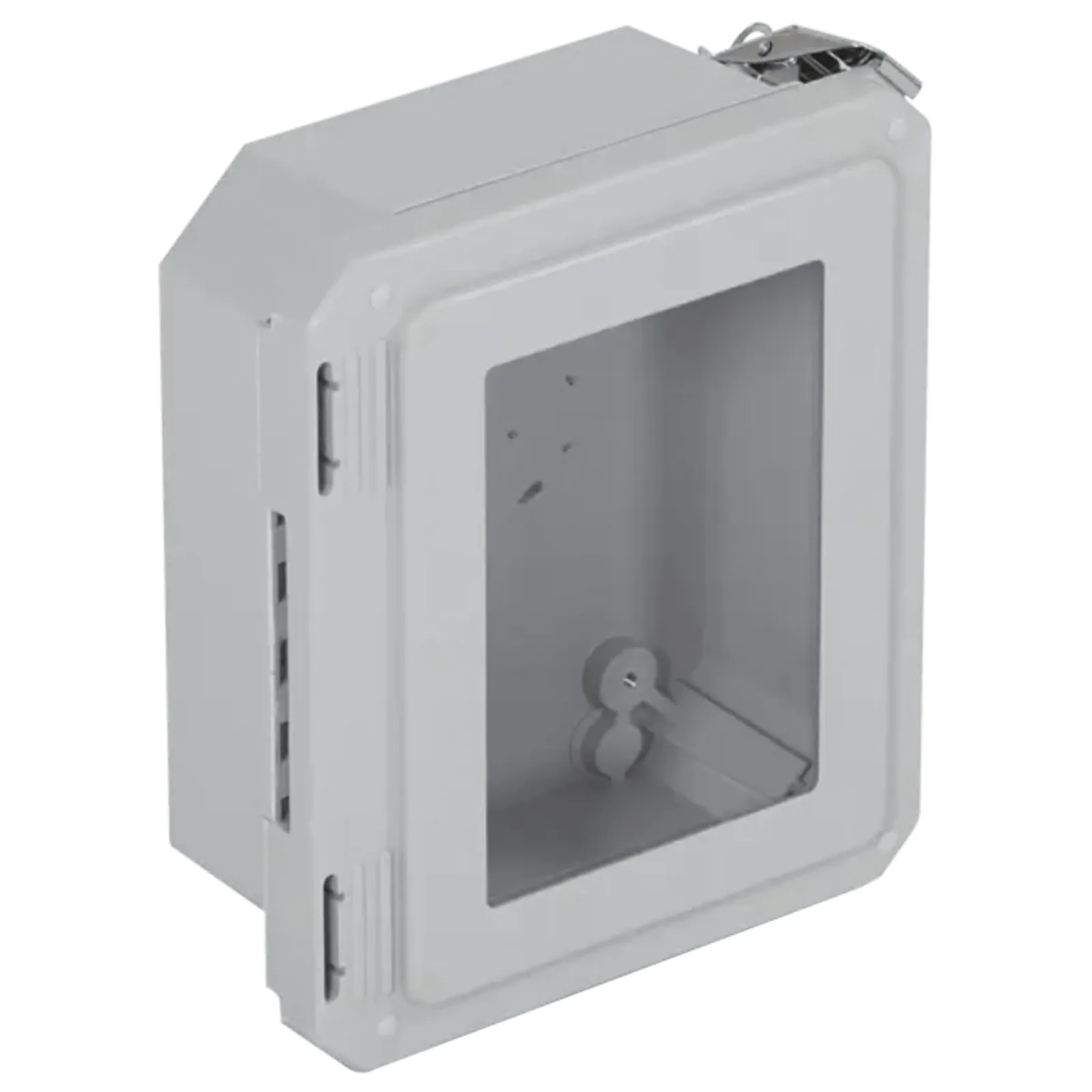Caja Impermeable De Fibra De Vidrio, 8.77" (22.27cm) Alto x 6.77" (17.19cm) Ancho x 4.06" (10.31cm), Con Ventanilla, Listado UL/cUL, Hecho En EE.UU, Serie EnviroArmour®