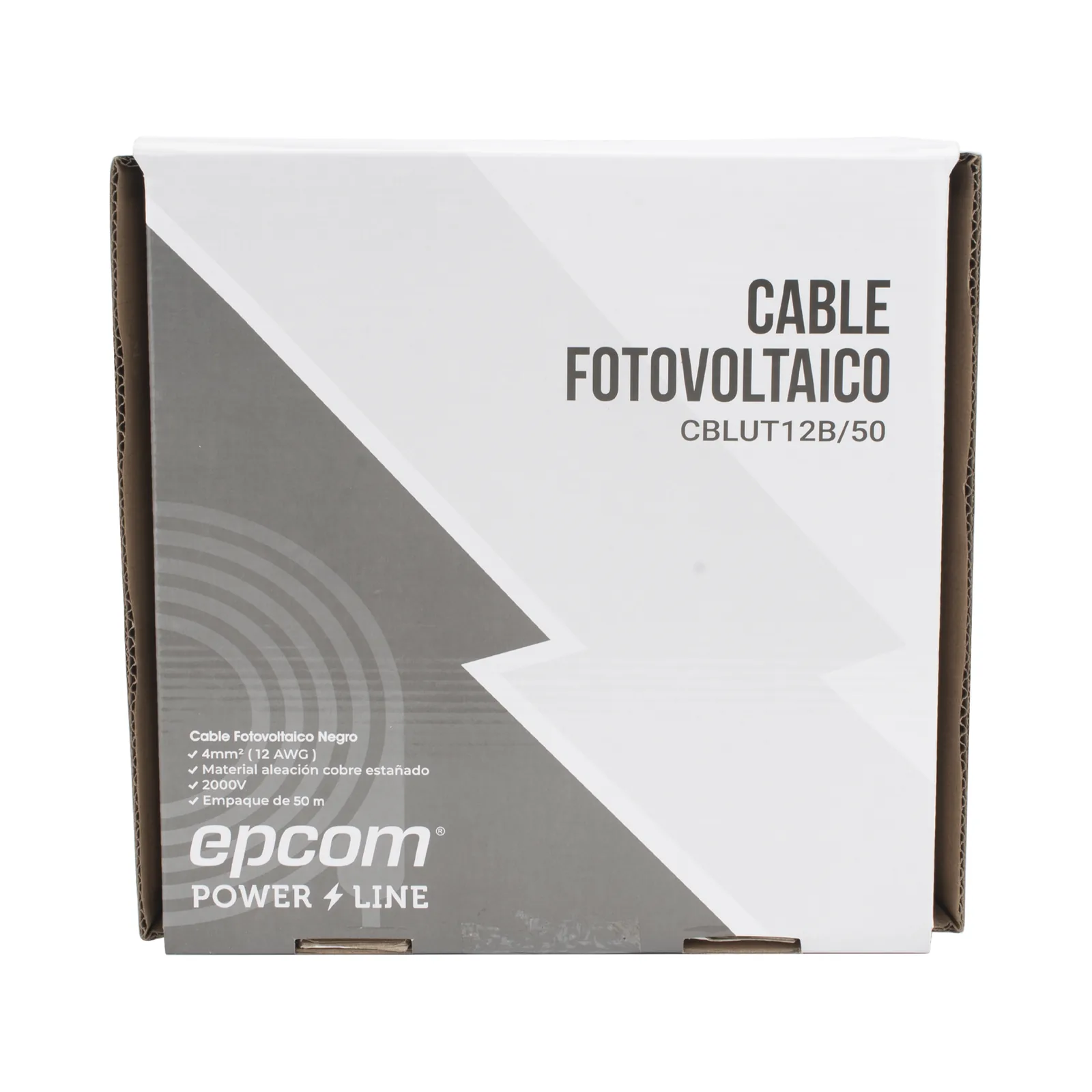 Cable Fotovoltaico Negro / Cobre Estañado / 4 mm² (12 AWG) / 2000V / Rollo de 50 m / / UL 4703 y TUV