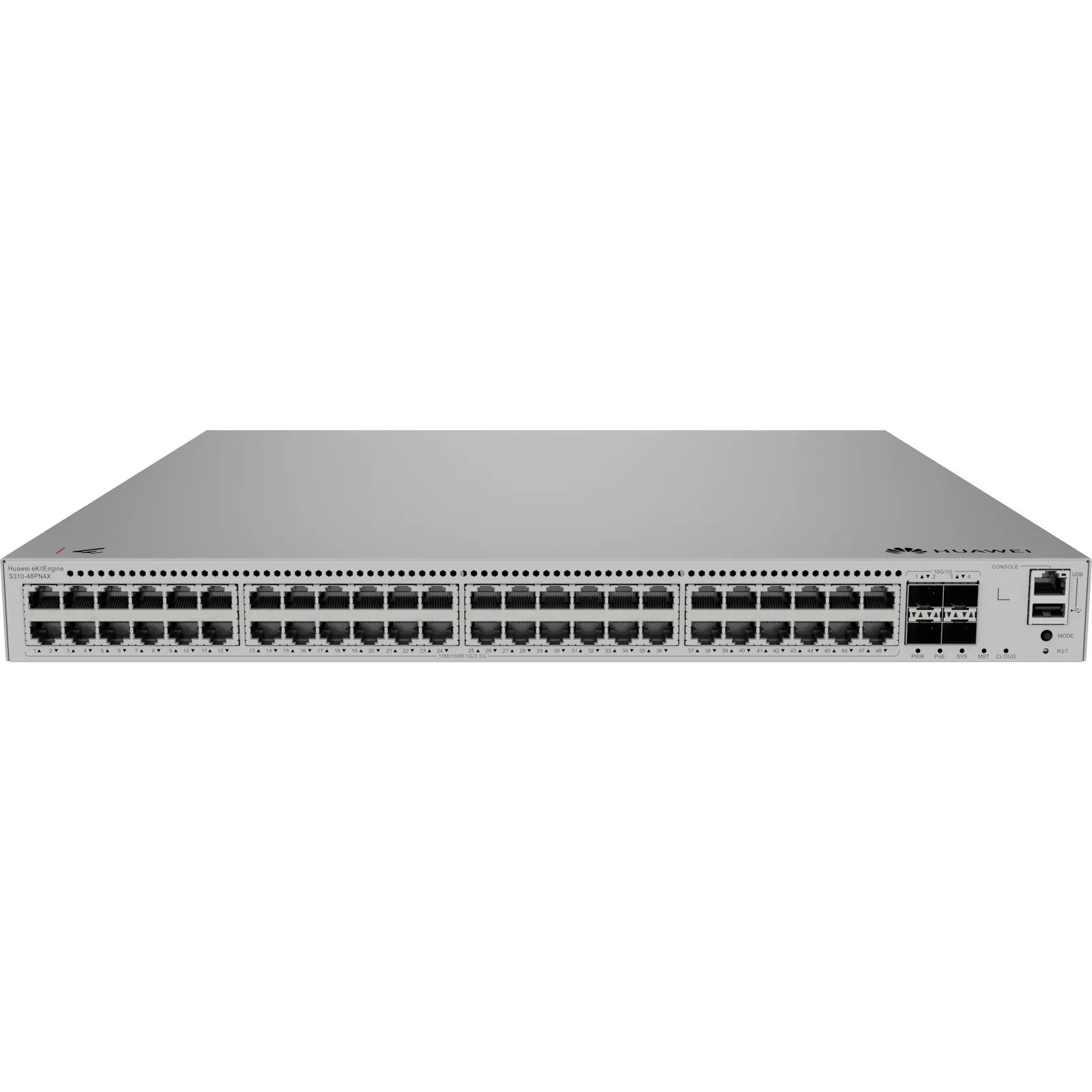 Switch eKit Distribución/Core MultiGigabit PoE+ Capa 3 / 48 puertos PoE+ 2.5 Gbps + 4 SFP+ / iStack / PoE Perpetuo (360 W) / Libre de Licenciamiento