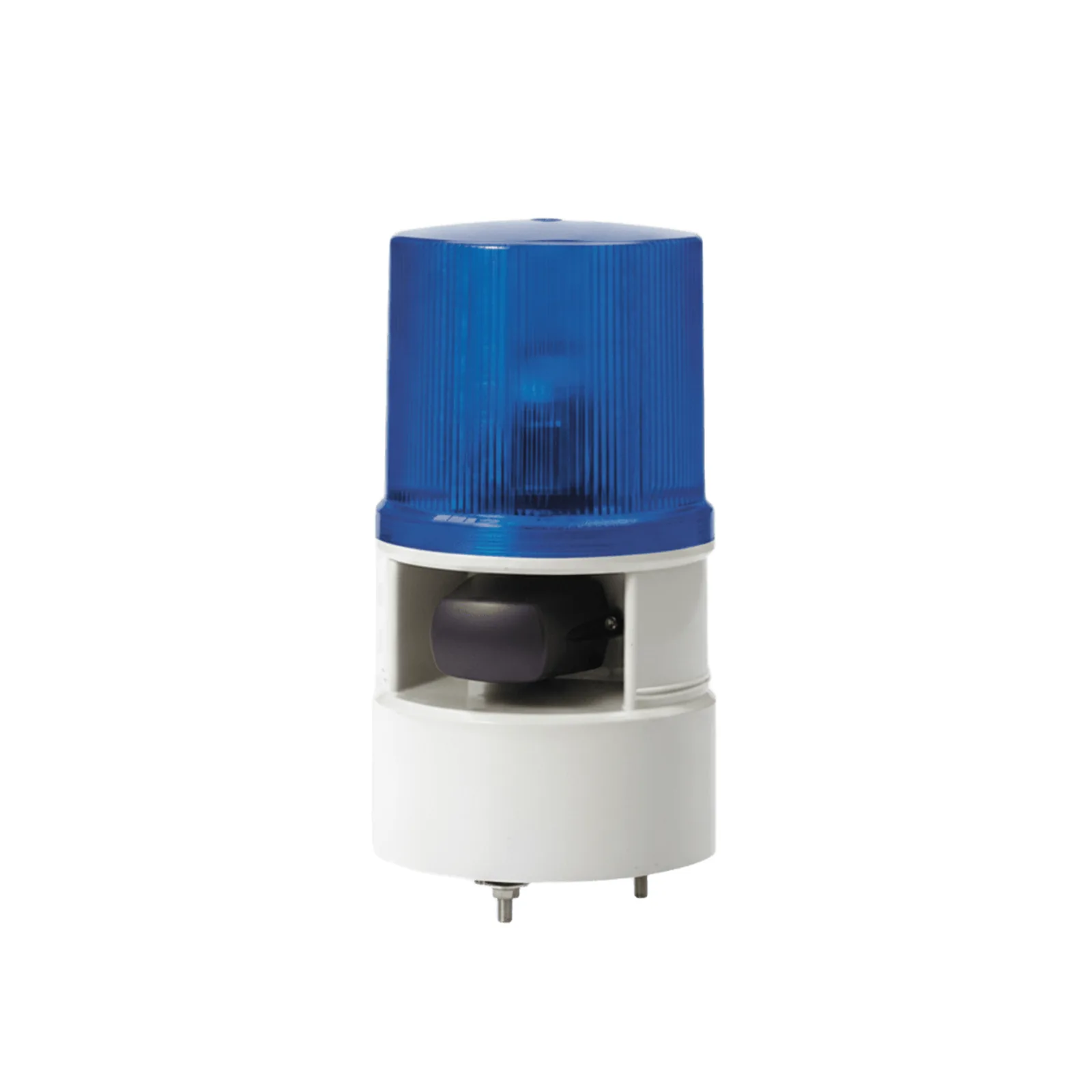 Luz de advertencia color Azul con sirena incorporada con 5 tonos máx. 105 dB en 110-220 VCA