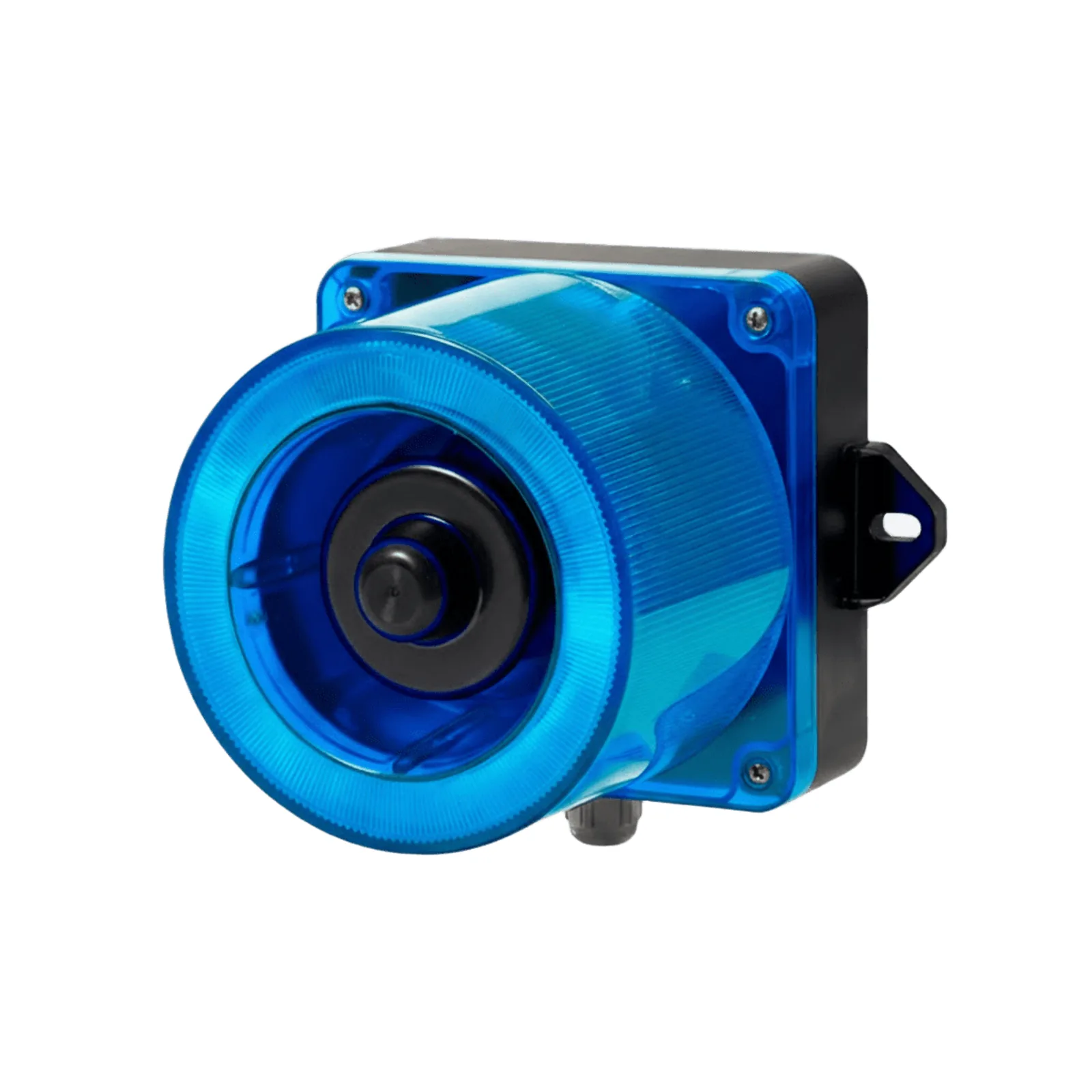 Combinacion de baliza LED color Azul y sirena electrónica de 31 tonos resistente a la intemperie de volumen máx. 123 dB a 12-24 VCD