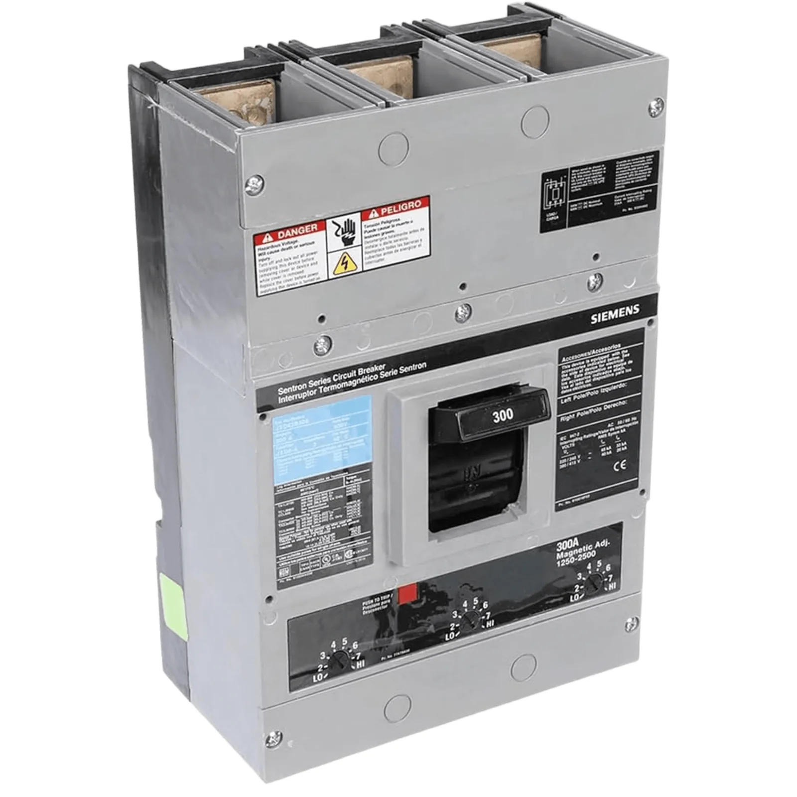 Interruptor Termomagnético 600V 3X300A, Sin zapatas principales.