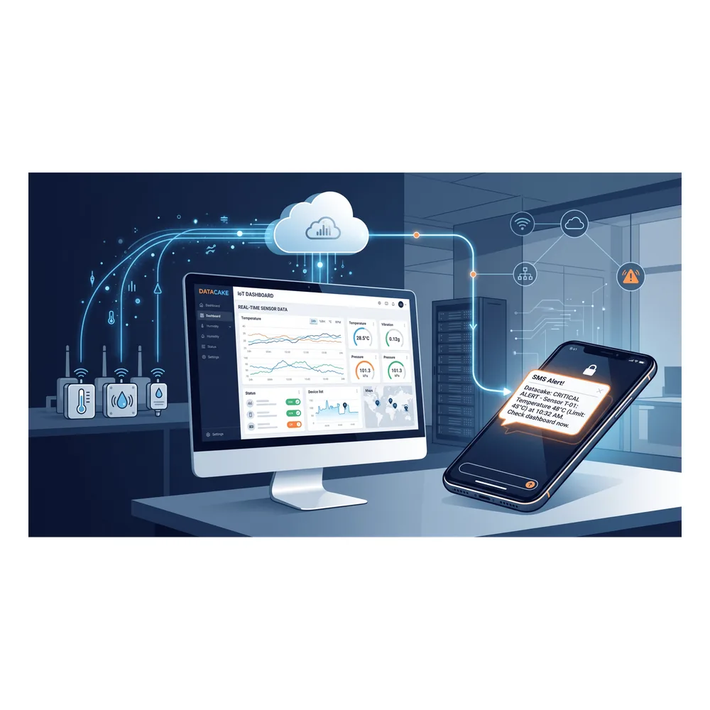 Paquete de 1000 Créditos SMS para Datacake / Alertas / IoT LoRaWAN / 160 Caracteres por Mensaje / Notificaciones por Umbrales