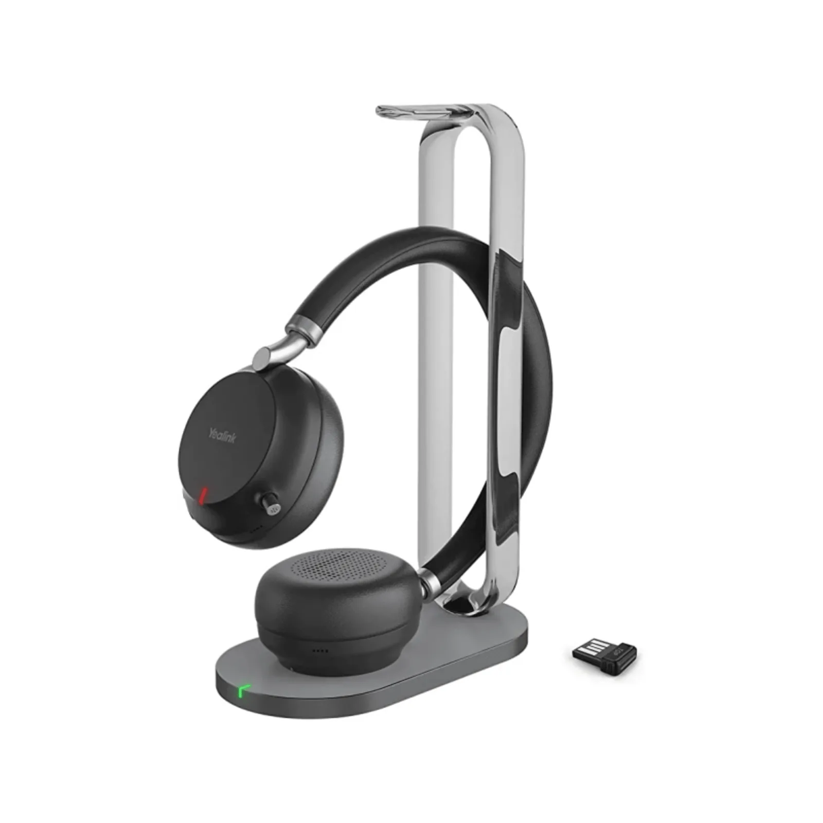 Auriculares supraaurales Yealink BH76 Plus Stereo UC Edition con base de carga/Bluetooth 5.3 con adaptador USB-C y A/Cancelación activa de ruido/Usables sobre la oreja y supraaurales