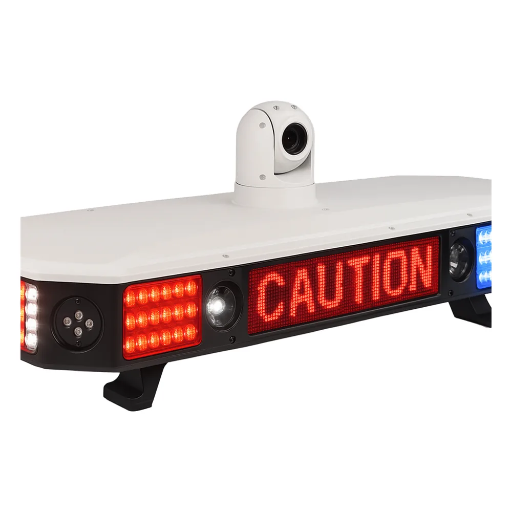 Sistema Inteligente de Luces de Policía PL100 / 8 Cámaras HD AI / Reconocimiento Facial y Placas / 4G/5G / Sirena 100W / Pantalla LED / Cumple GB 13954-2009