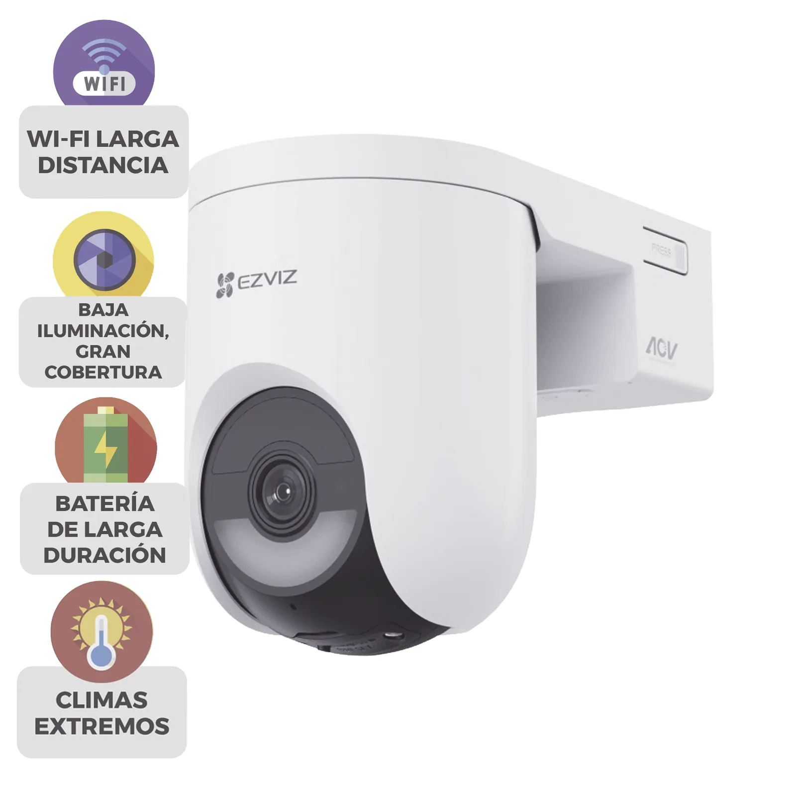 Cámara IP PT Con Batería / Wi-Fi 6 + 4G LTE / 2K+ (4megapixel) / IP65 / Detección IA Persona-Vehiculo / Visión Nocturna Color / Compatible con Panel Solar CSPSP8