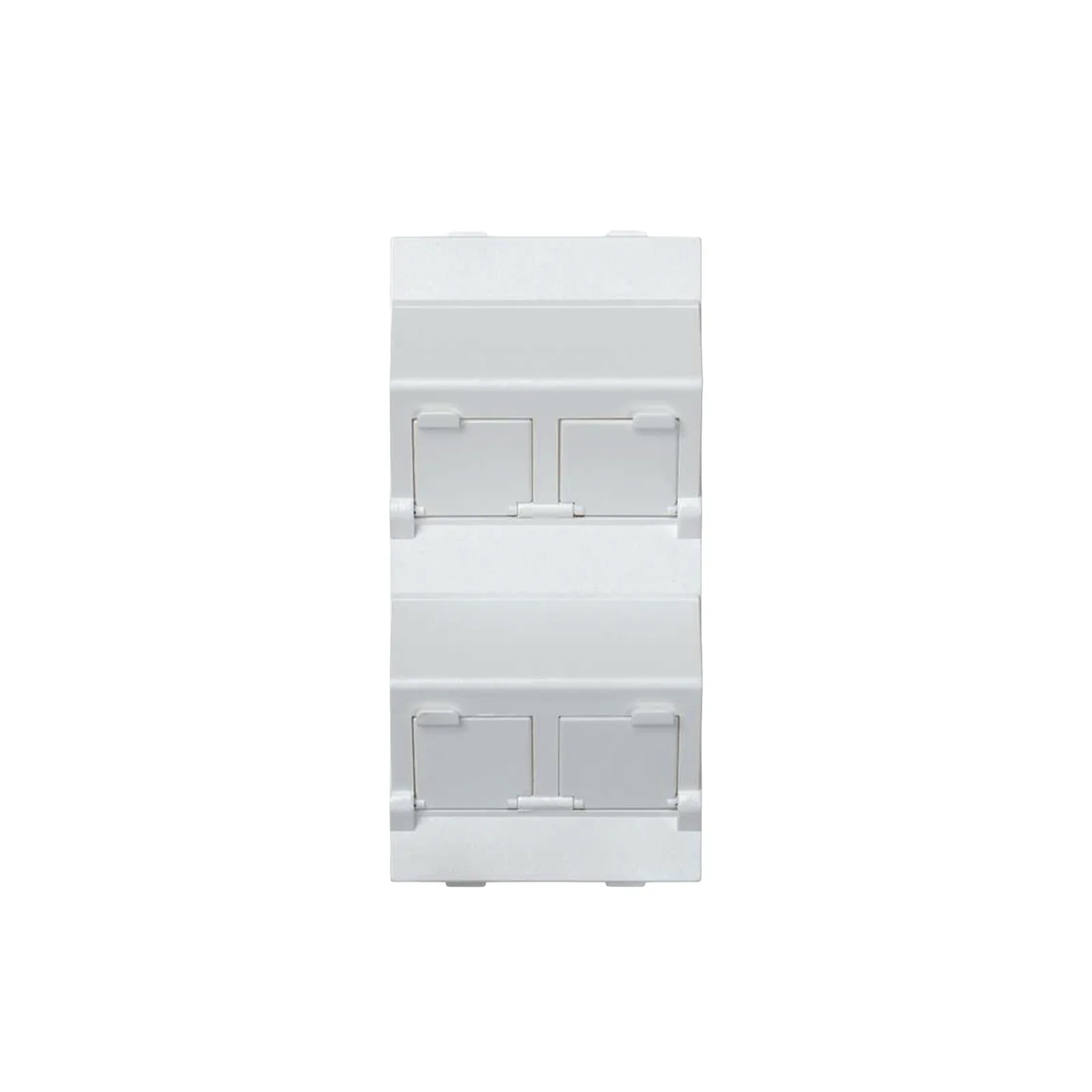 (S80CMD64/9) Placa Voz y Datos Inclinada con Guardapolvo y Adaptador Cuádruple para RJ45 Keystone