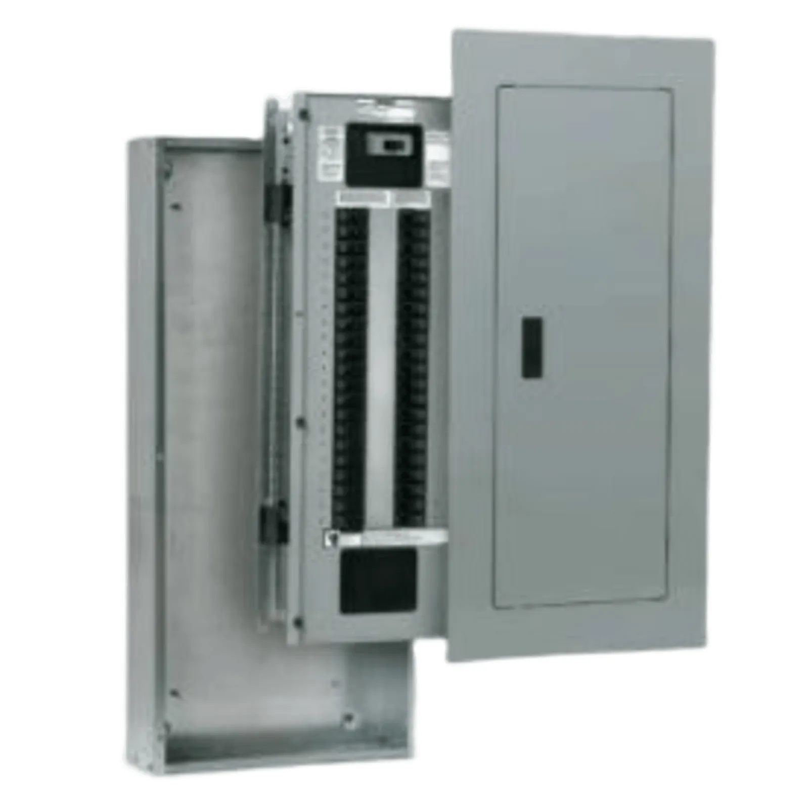 Tablero de alumbrado P1, 18 circuitos, Barras en aluminio 250 AMP, Frente de sobreponer, Sin zapatas principales.
