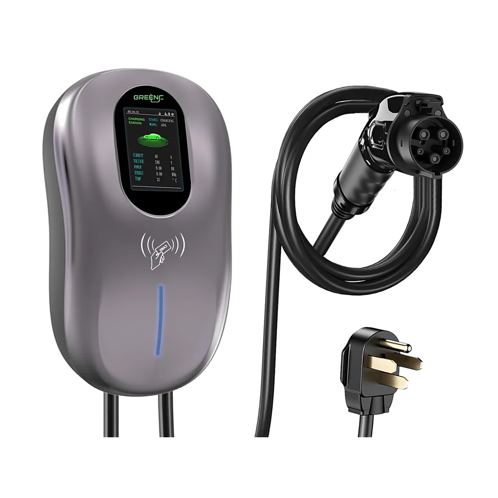 Estación de Carga para Vehículos Eléctricos / 40 A / 9.6 kW / Conector Tipo 1 (SAE J1772) / 110-240 V AC / Pantalla LCD 4.3 in (10.9 cm) / WiFi / APP / RFID / IP65 / Cable TPE 5 m (16.4 ft)