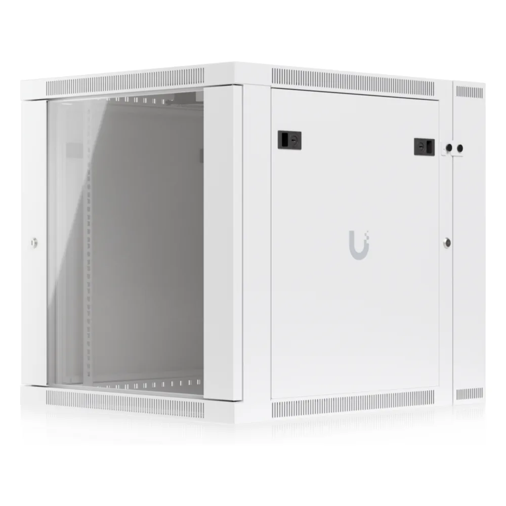 UACC Rack Cabinet 12U (600 x 703 mm) - Gabinete Cerrado para Montaje en Pared con Puerta Frontal de Vidrio Templado, Puerta Trasera Abatible (Swing-Out) y Paneles Laterales Removibles con Llave