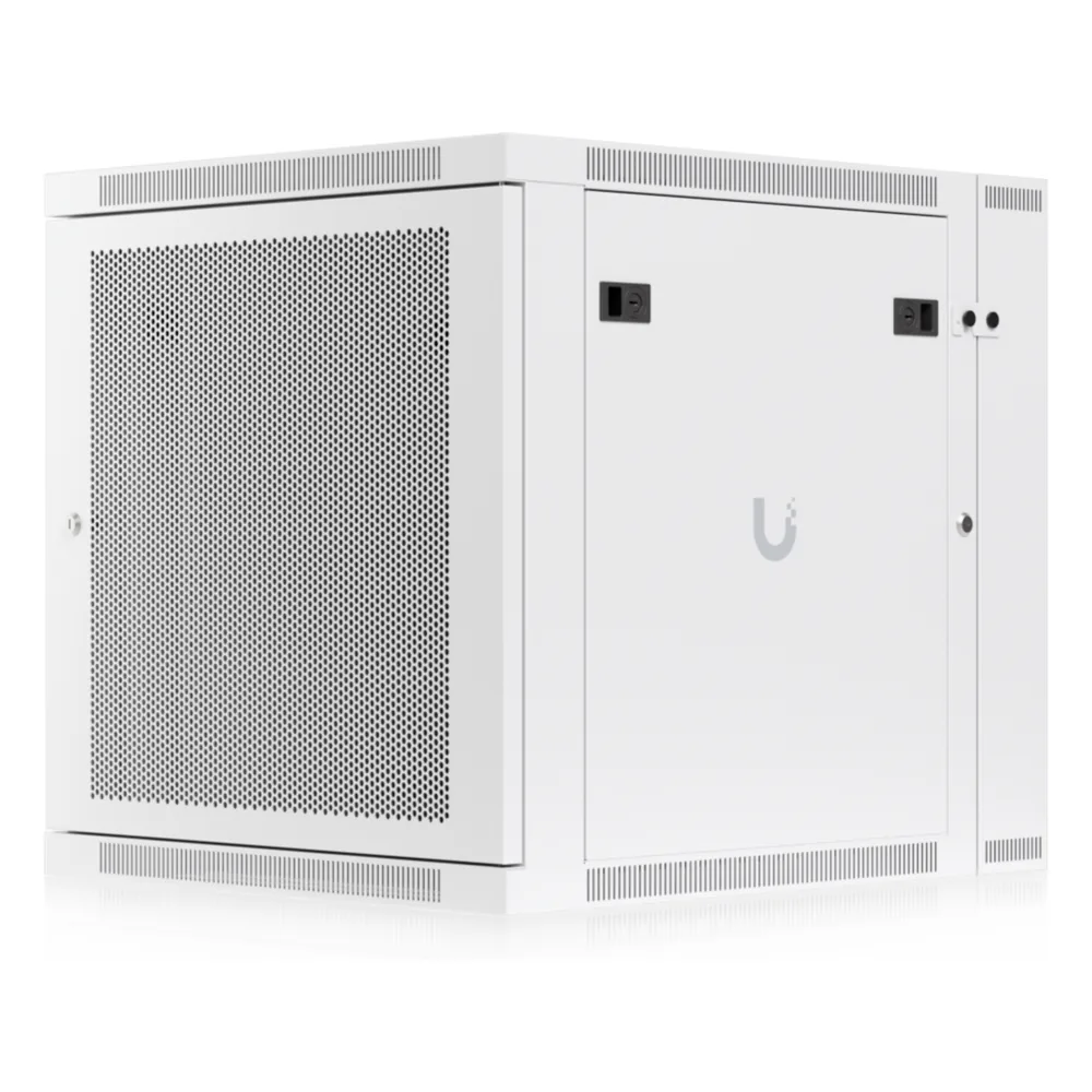 UACC Rack Cabinet 12U (600 x 703 mm) - Gabinete Cerrado para Montaje en Pared con Puerta Frontal Perforada, Puerta Trasera Abatible (Swing-Out) y Paneles Laterales Removibles con Llave
