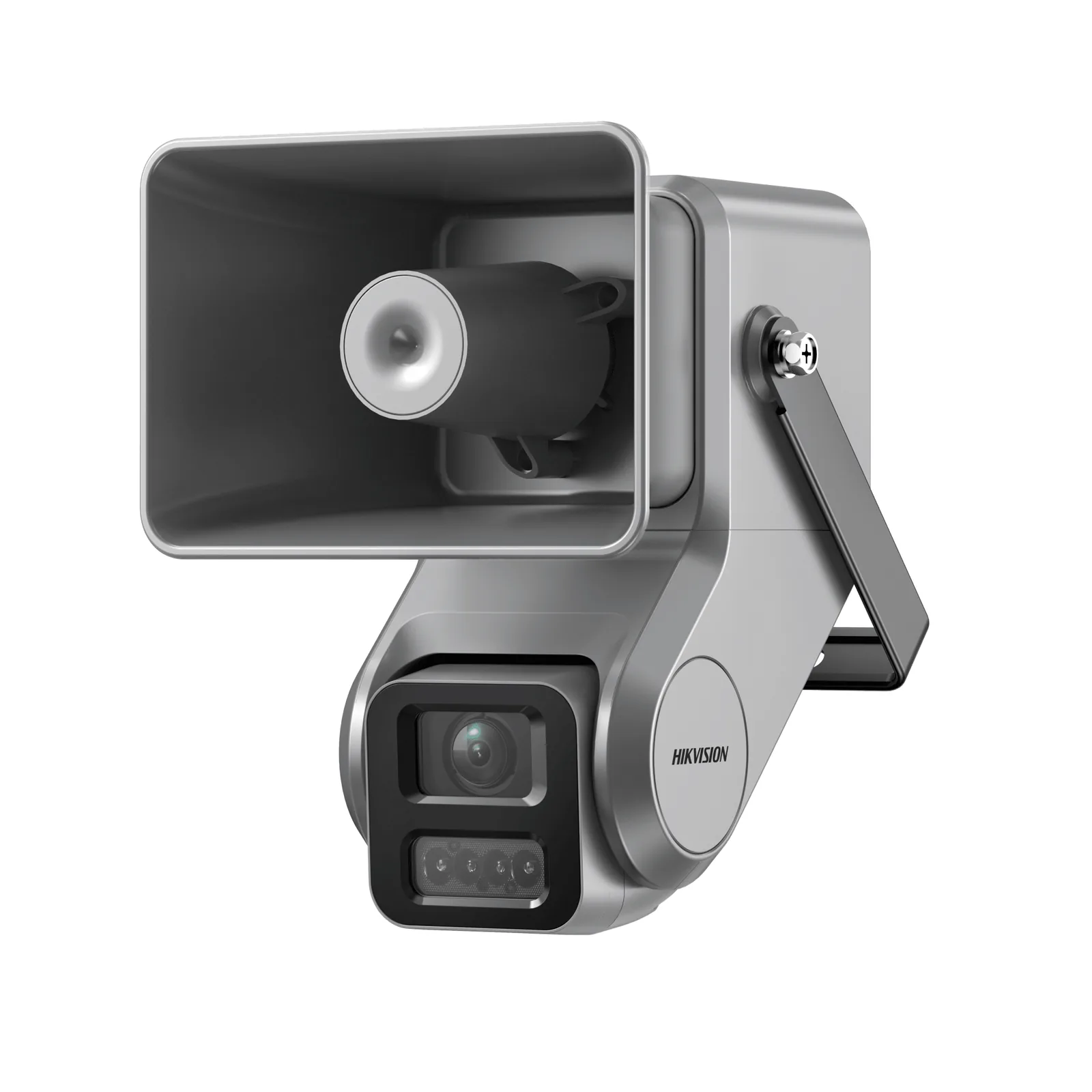 Cámara IP 4 Megapixel + Bocina IP Integrada / Lente Motorizado 2.8 a 12 mm / 7 Watts de Potencia / Exterior IP67 / PoE+ / Metal / DualLight (50 mts IR 20 mts Luz Blanca) /2 Micrófonos Integrados / MicroSD
