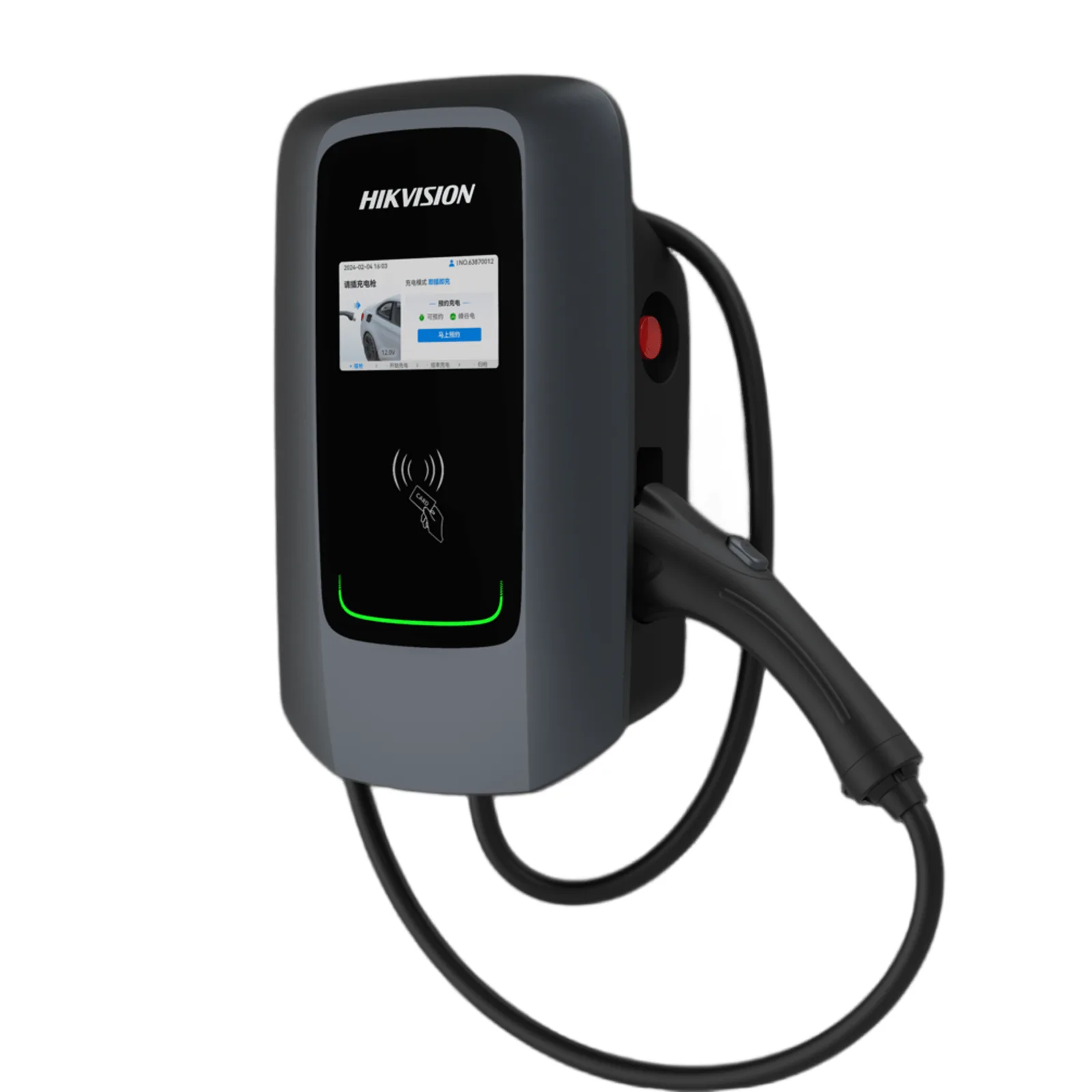 Estación de Carga para Vehículos Eléctricos / 32 A / 7 kW / Conector GB/T 20234.2-2015 / 230 V Monofásico / Pantalla LCD 4.3 in (10.9 cm) / Cable 5 m (16.4 ft) / Plug and Play y RFID / Protección IP65
