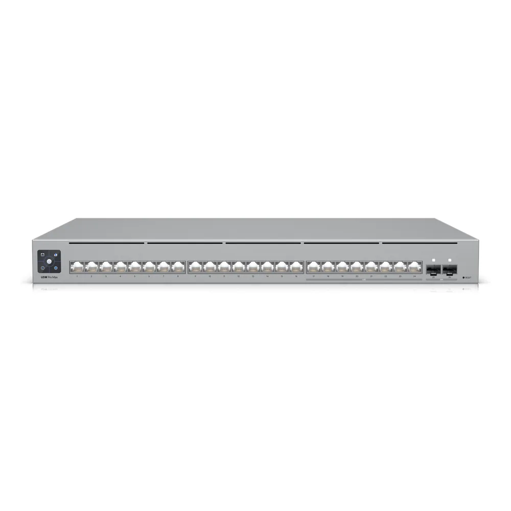 UniFi Switch Pro Max 24 – Switch Capa 3 con 24 Puertos (8 × 2.5 GbE y 16 × 1 GbE), 2 Puertos SFP+ 10G y Pantalla Informativa Integrada