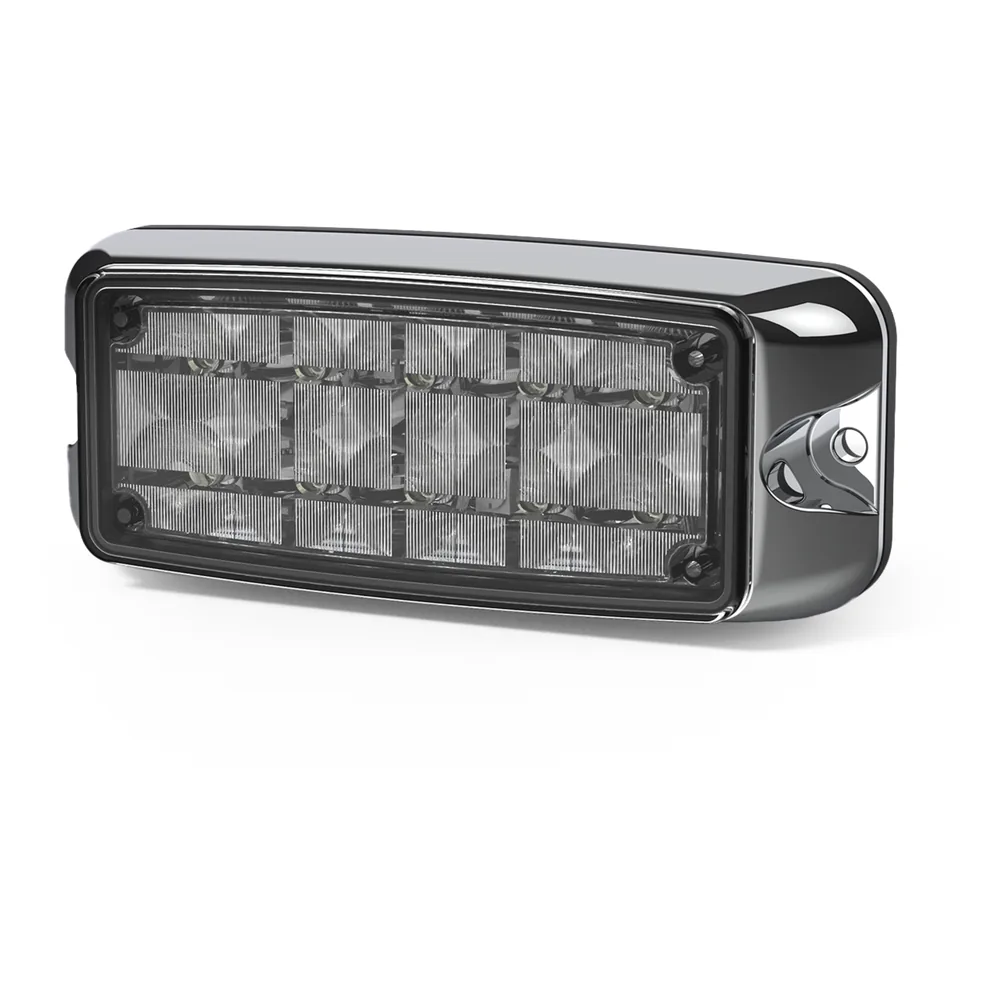 Luz De Advertencia De 5x2" 10 Led, Ámbar/Claro, Bisel Cromado, Lente Transparente