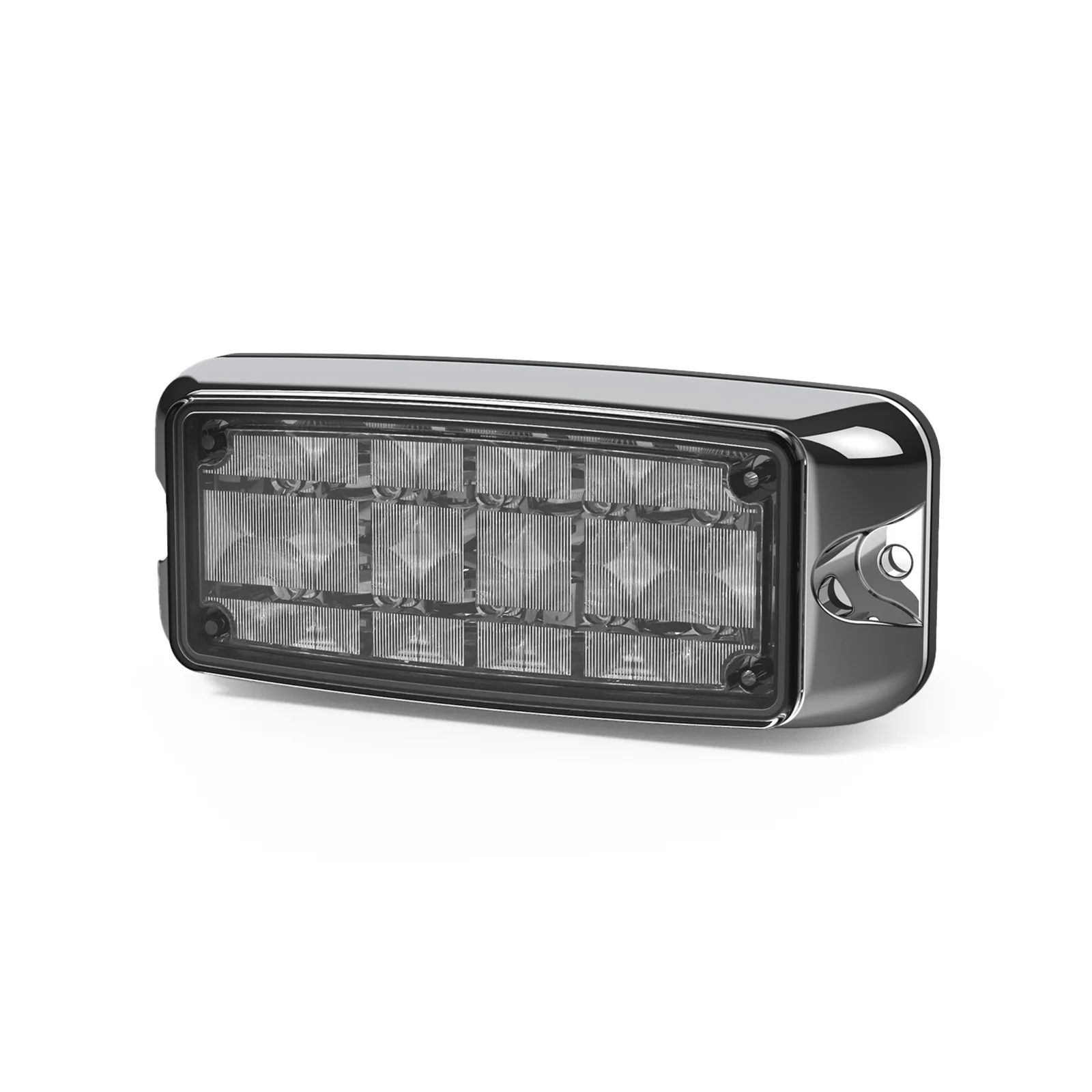 Luz De Advertencia De 5x2" 10 Led, Rojo/Claro, Bisel Cromado, Lente Transparente
